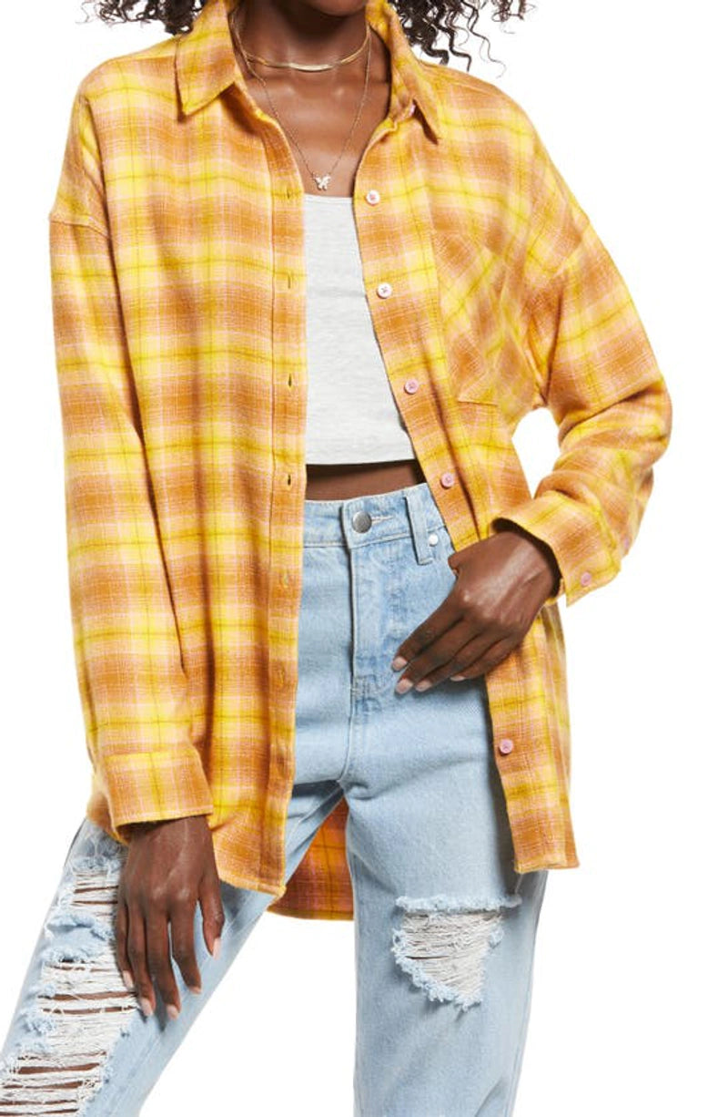 Boyfriend Plaid Button-Up Shirt