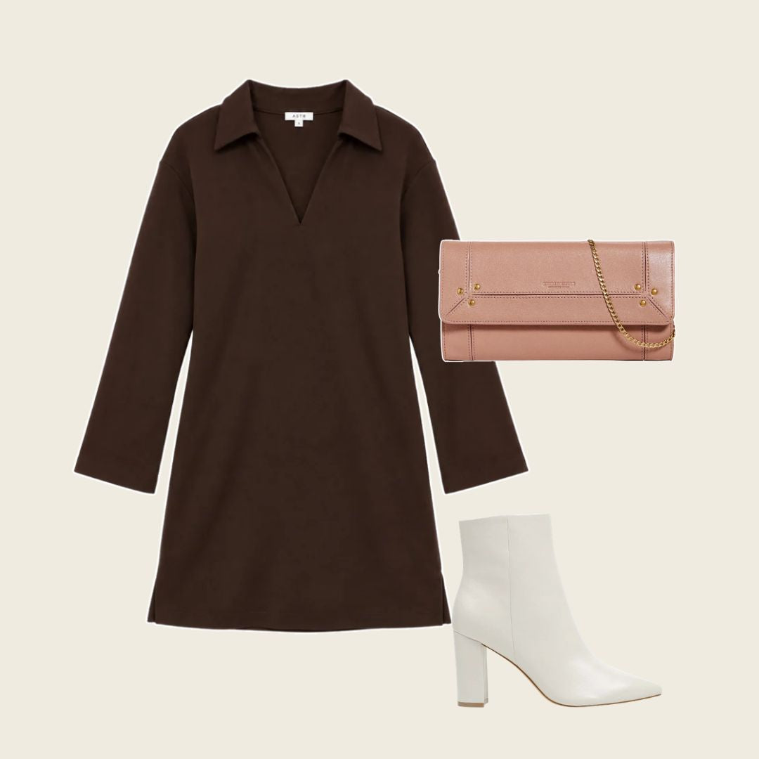 Collar Long Sleeve Shift Dress