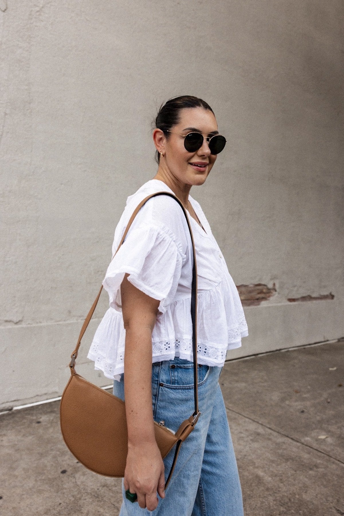 Half Moon Leather Crossbody Bag