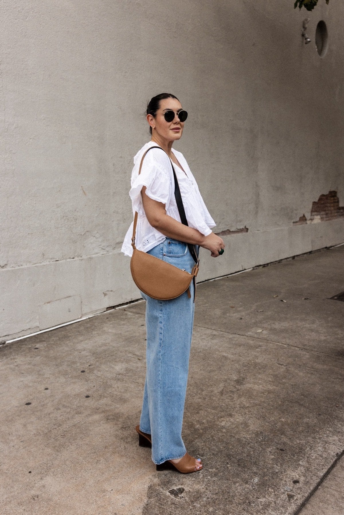 Half Moon Leather Crossbody Bag