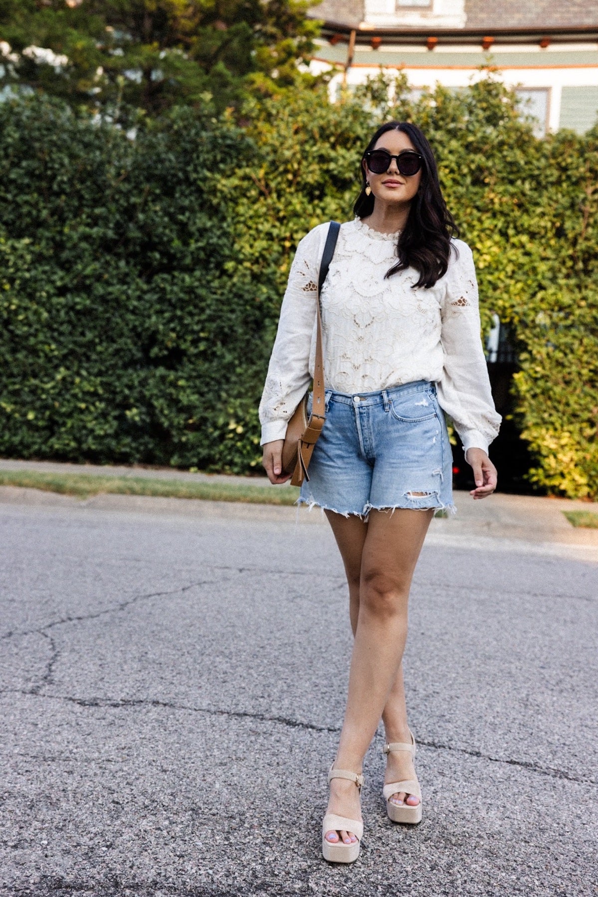 Lainie Long-Sleeve Lace Cutwork Blouse
