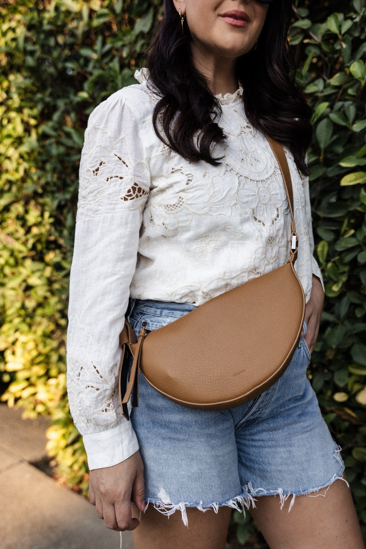 Lainie Long-Sleeve Lace Cutwork Blouse