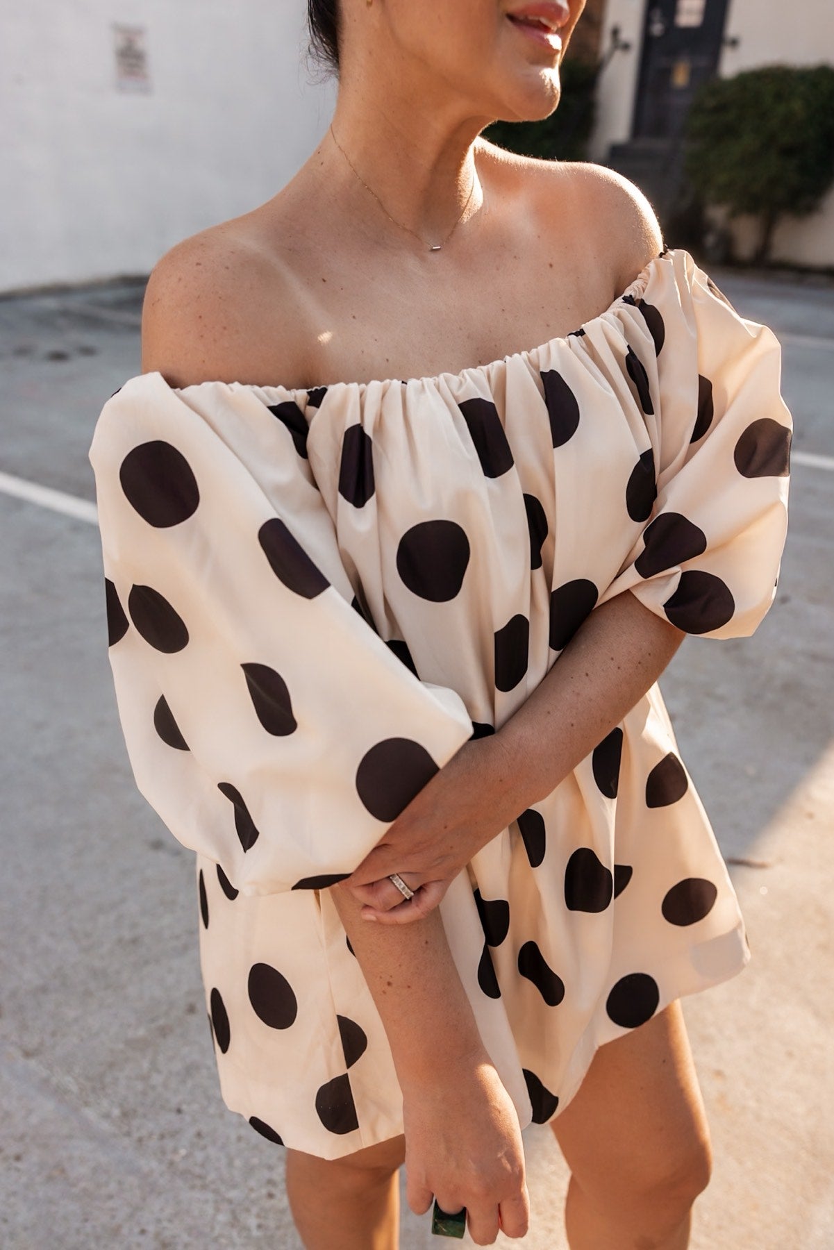 Puff-Sleeve Off-The-Shoulder Mini Dress