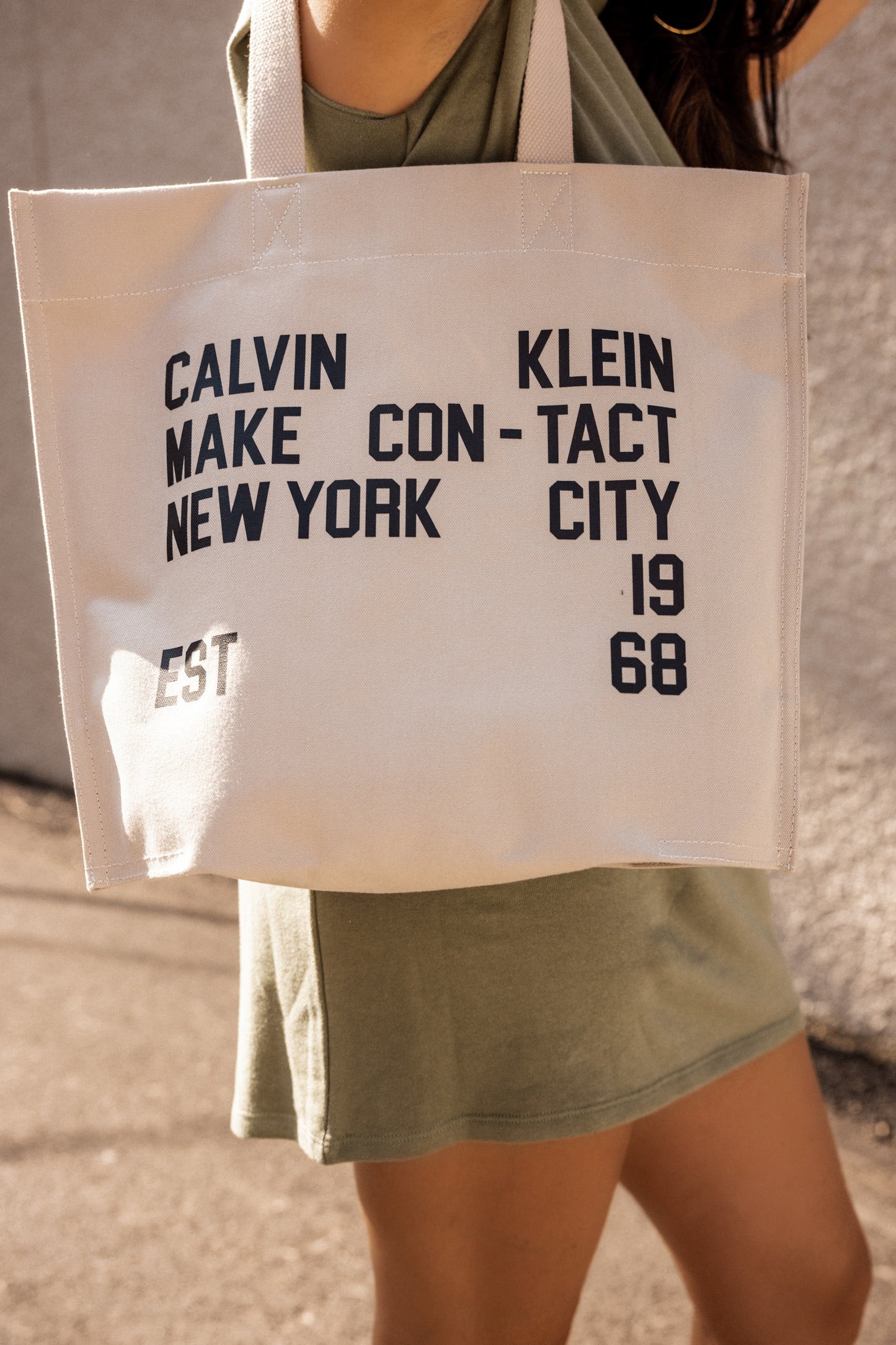 CK Canvas Logo Graphic Tote Bag