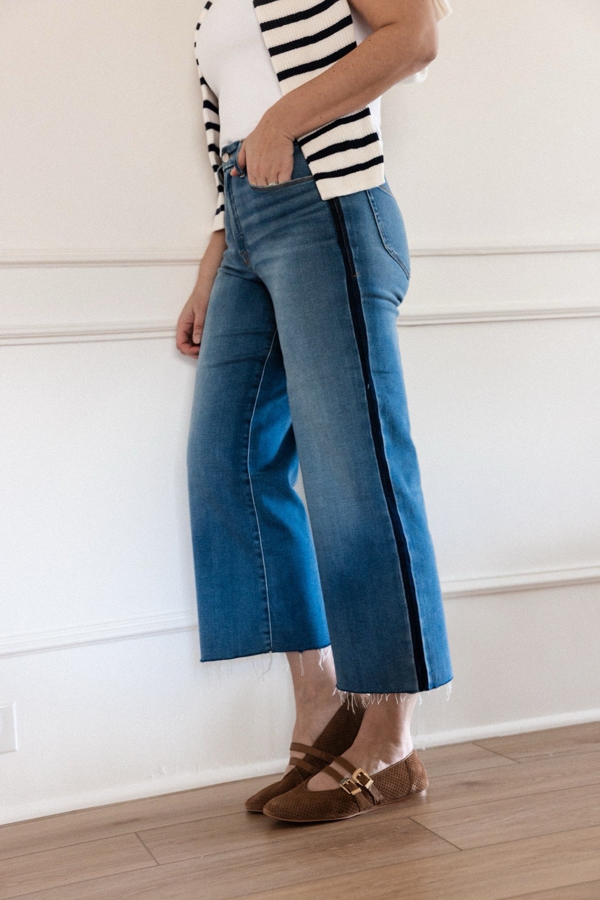 Good Waist Palazzo Crop Tux Stripe