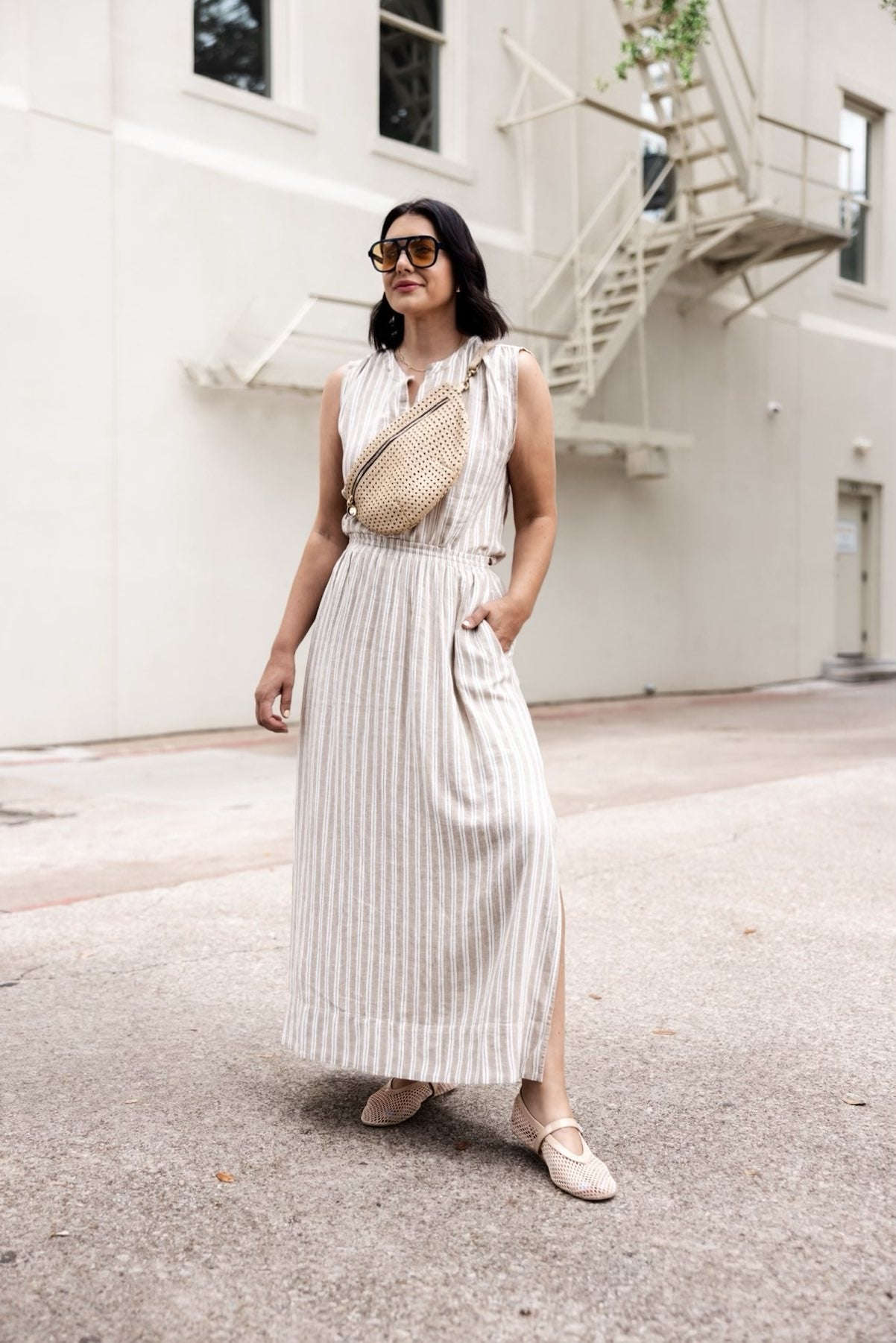 Striped V Neck Top