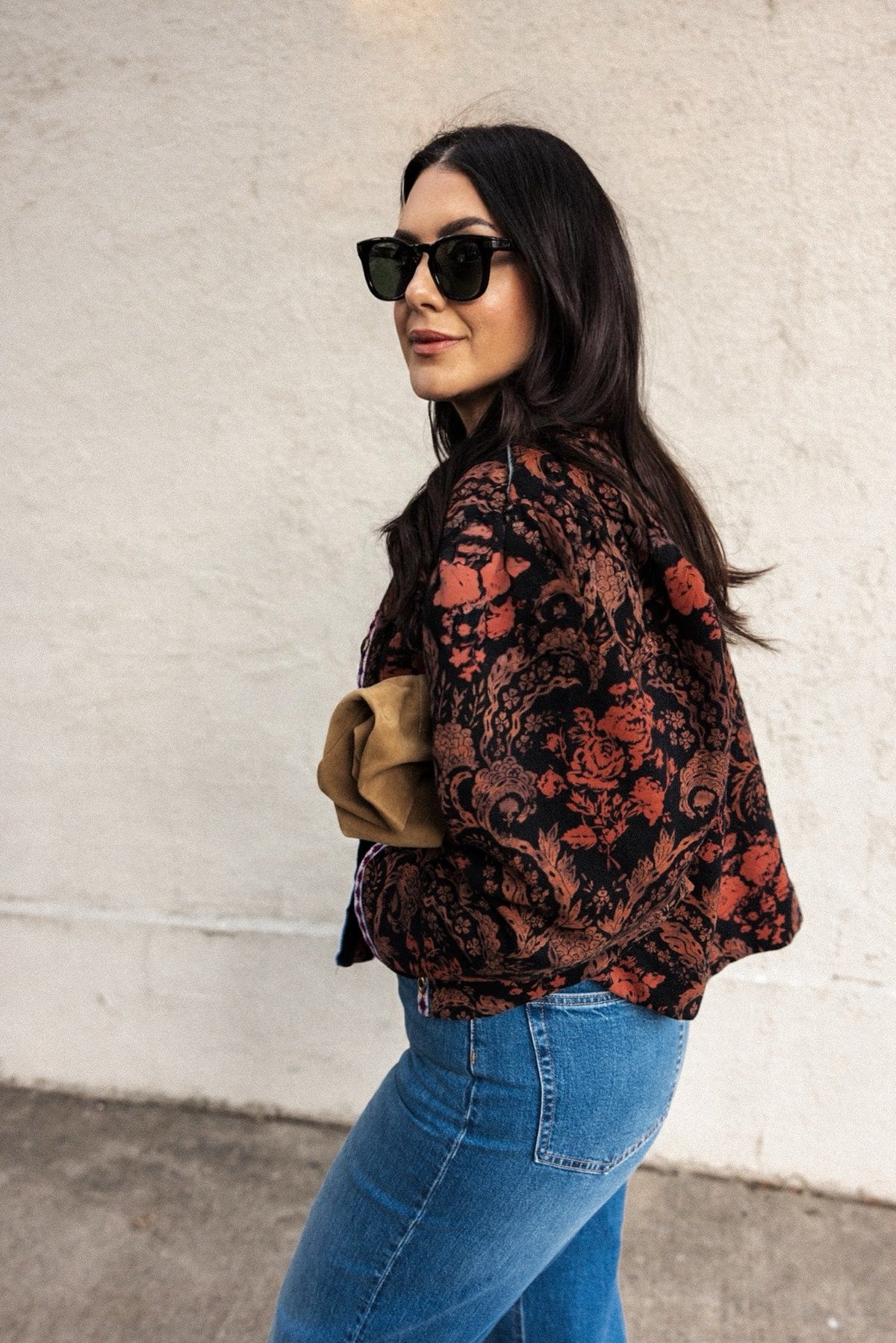 Contrast Trim Printed Jacket