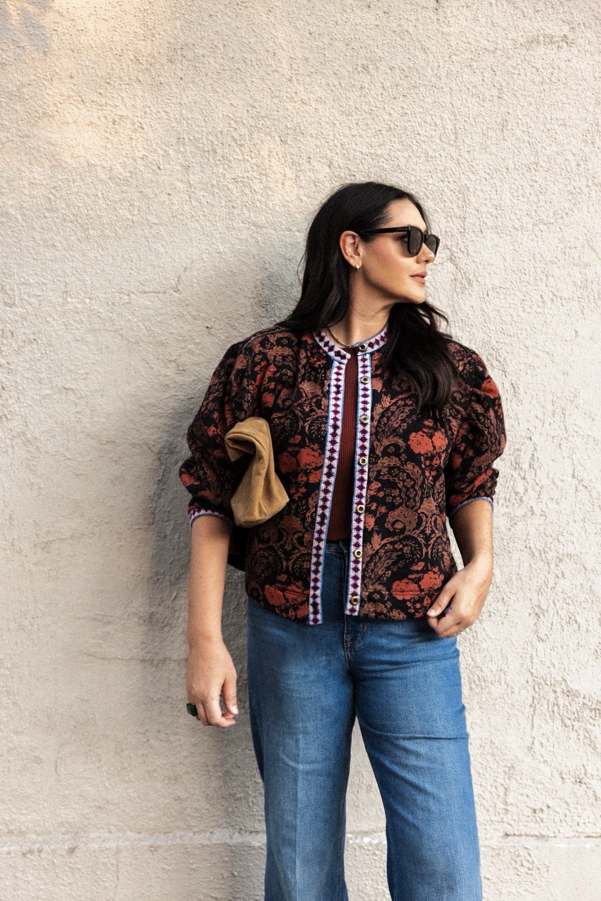 Contrast Trim Button-Up Jacket