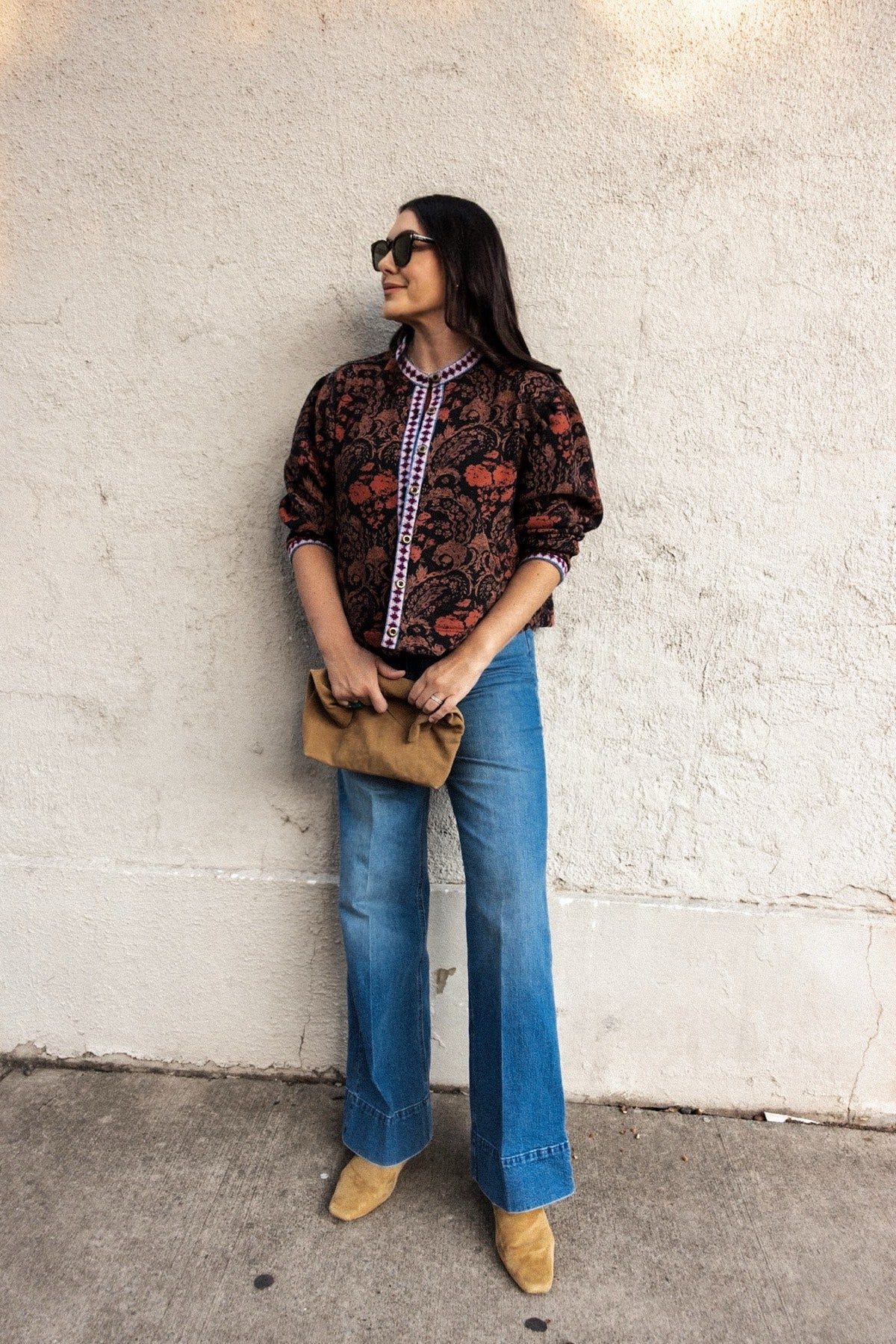 Contrast Trim Printed Jacket