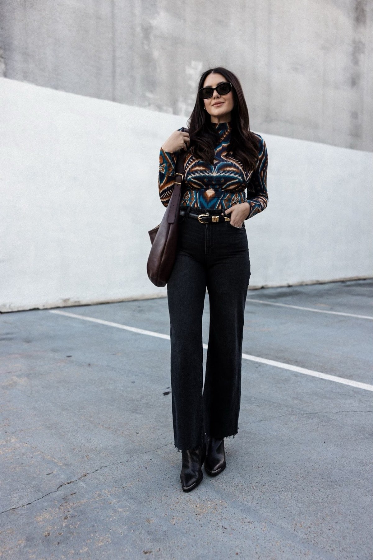 Mock Neck Long Sleeve Stretch Jersey Top