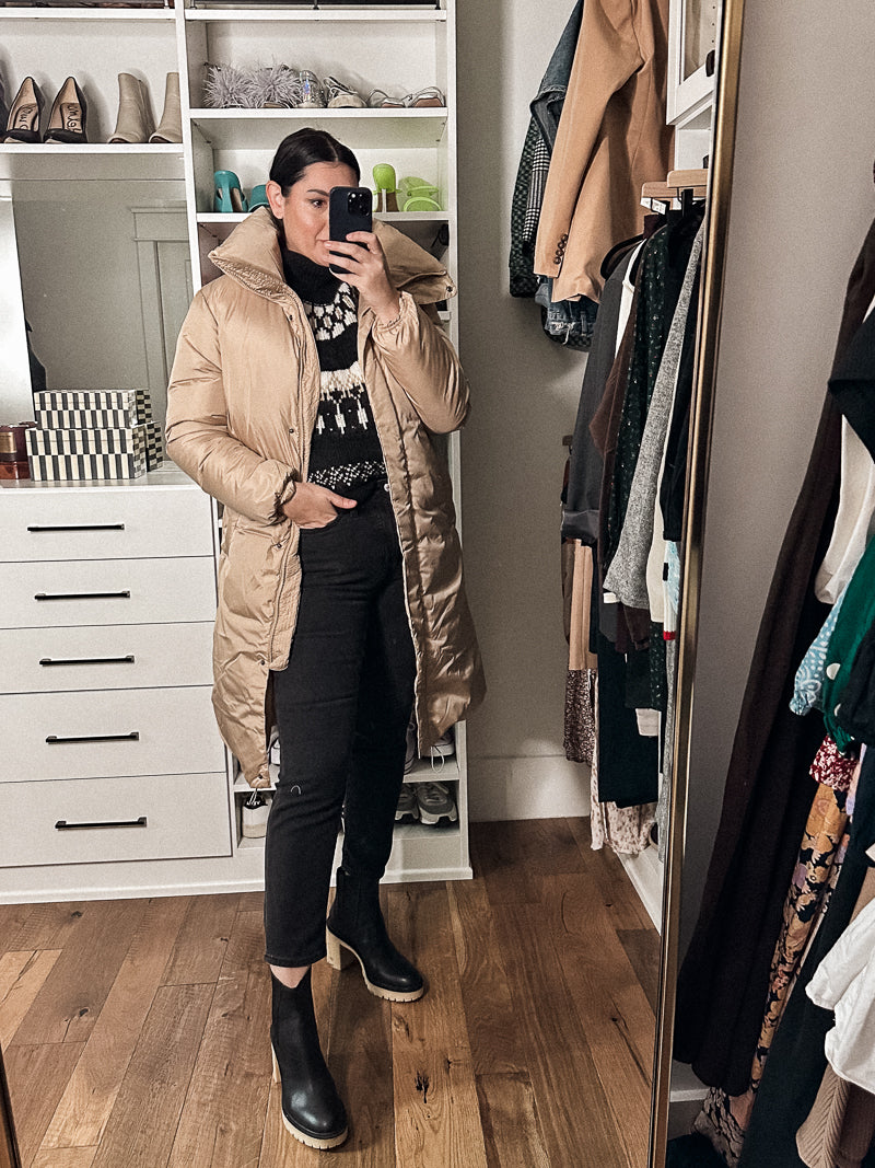 Water-Resistant Long Duvet Puffer Coat