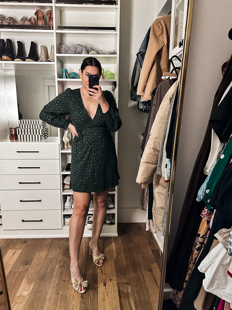 Puff-Sleeve Mini Wrap Dress for Women