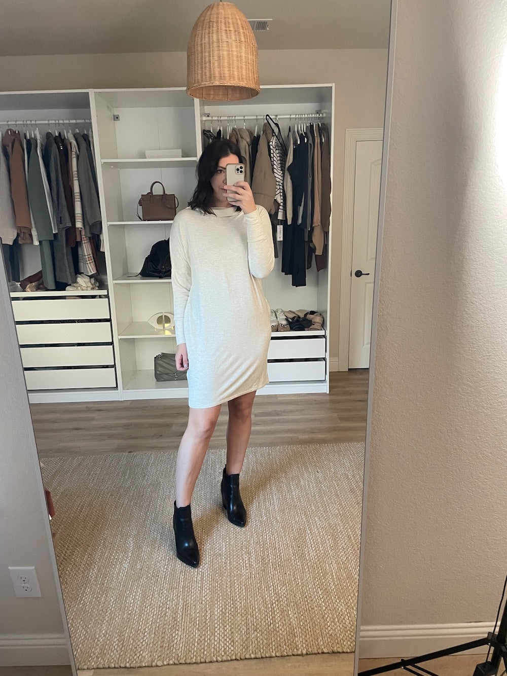 Supersoft Terry Modern Funnel-Neck Dress
