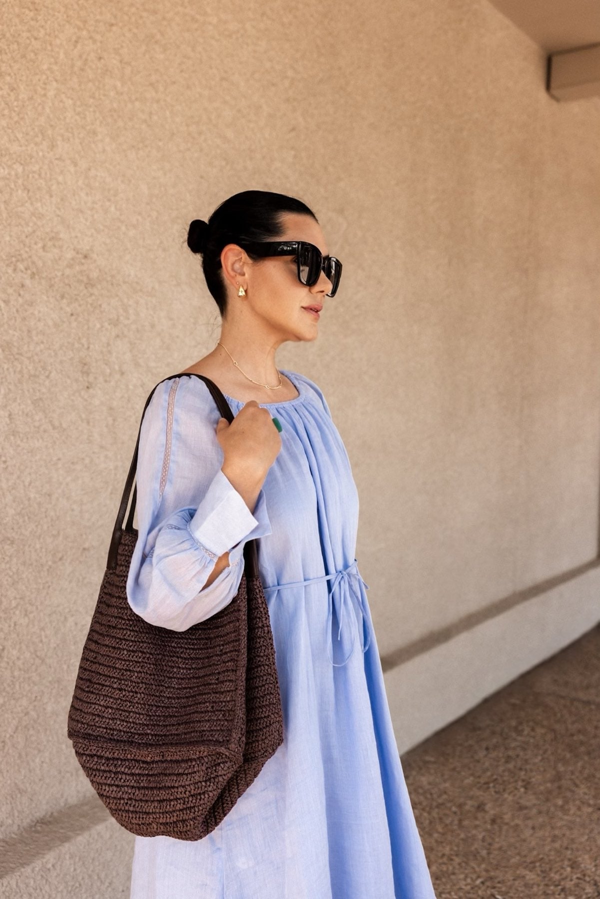 Large handknotted packable tote bag