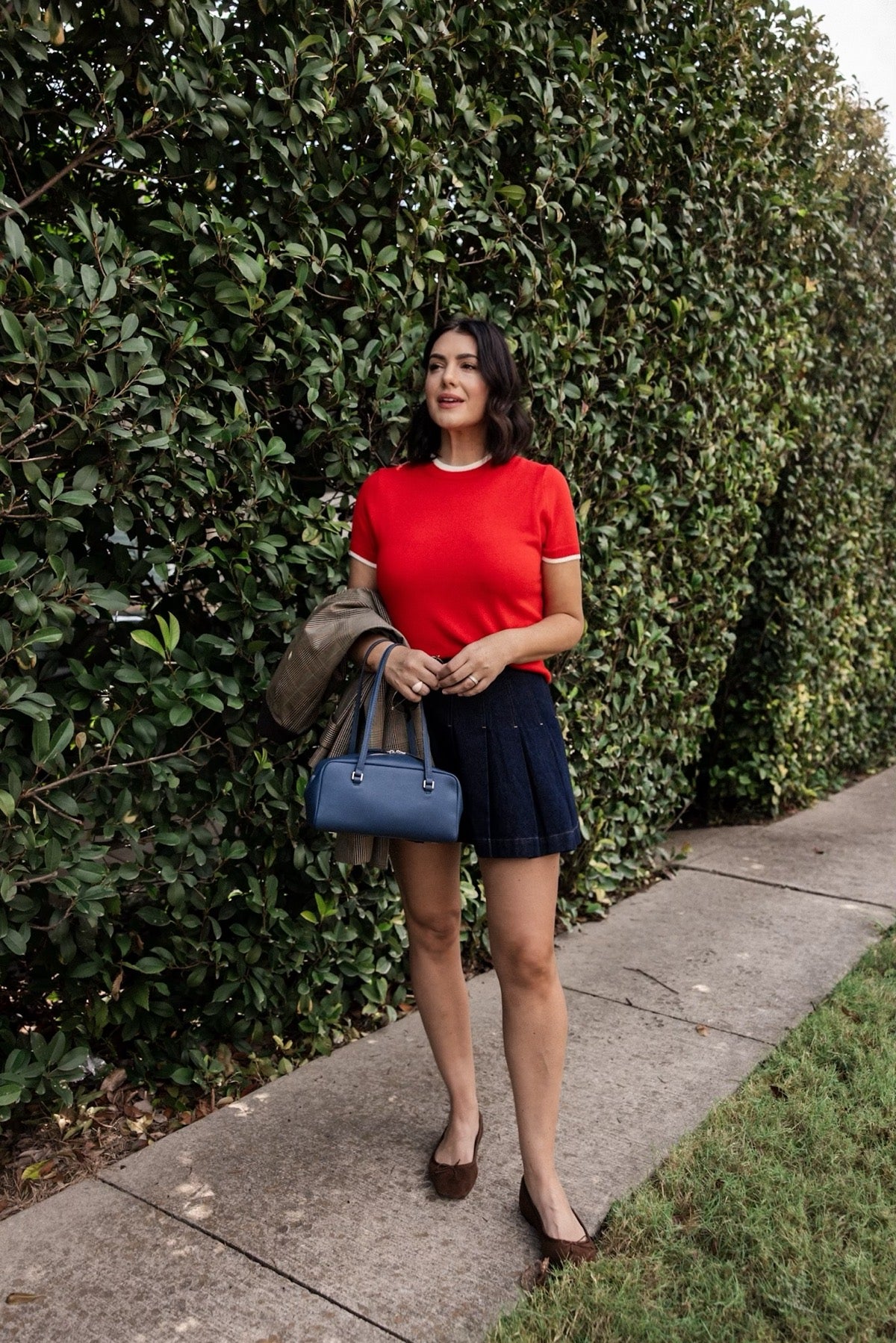 Sweater-tee in contrast-trim merino wool