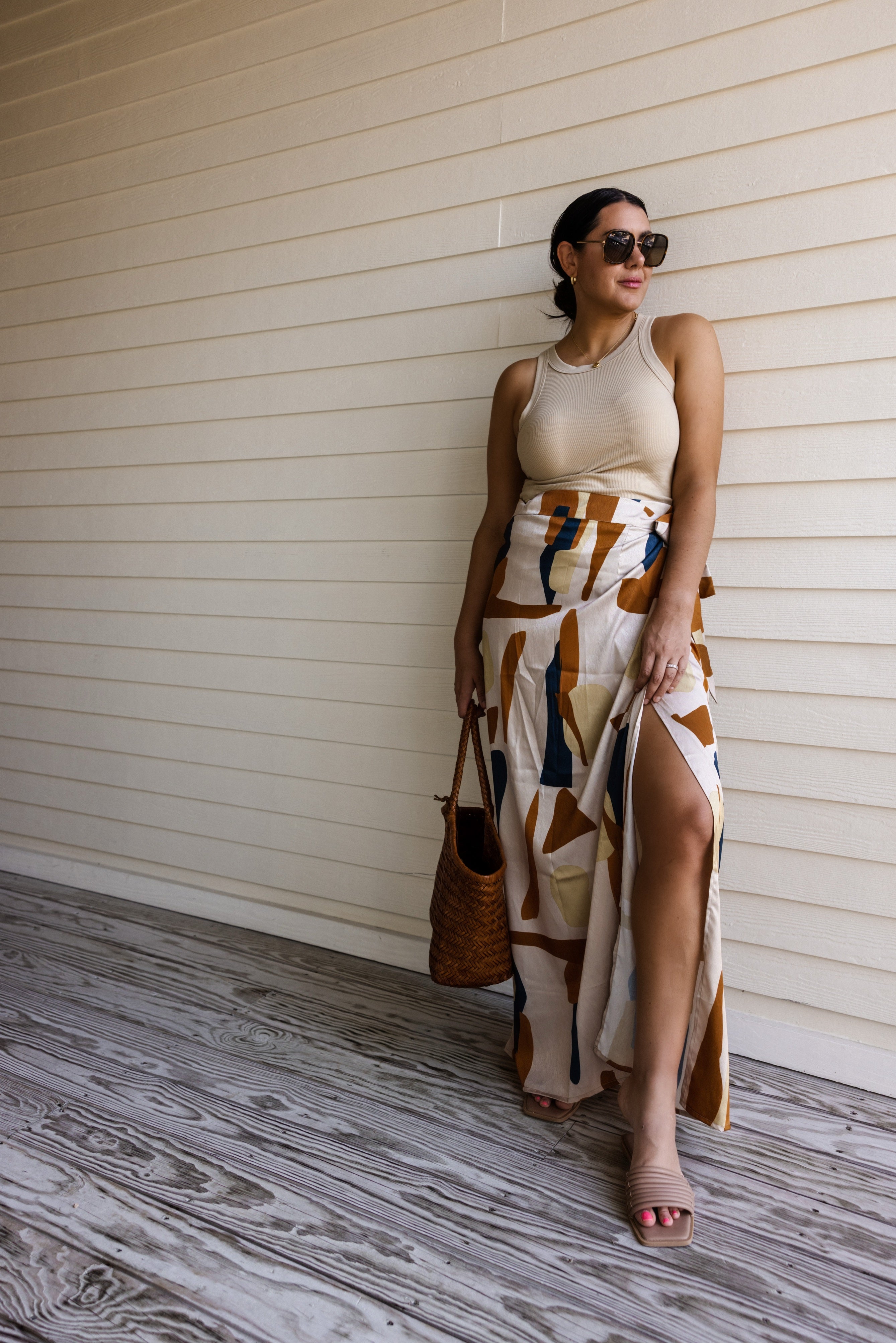 Seur Tilo Print Maxi Wrap Skirt In Tilo Cream