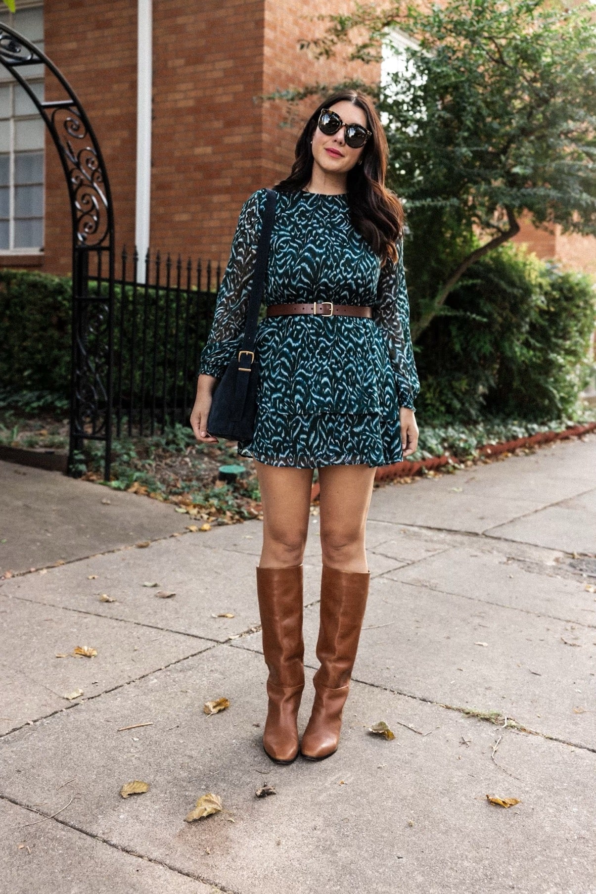 Long Sleeve Cinch Waist Dress