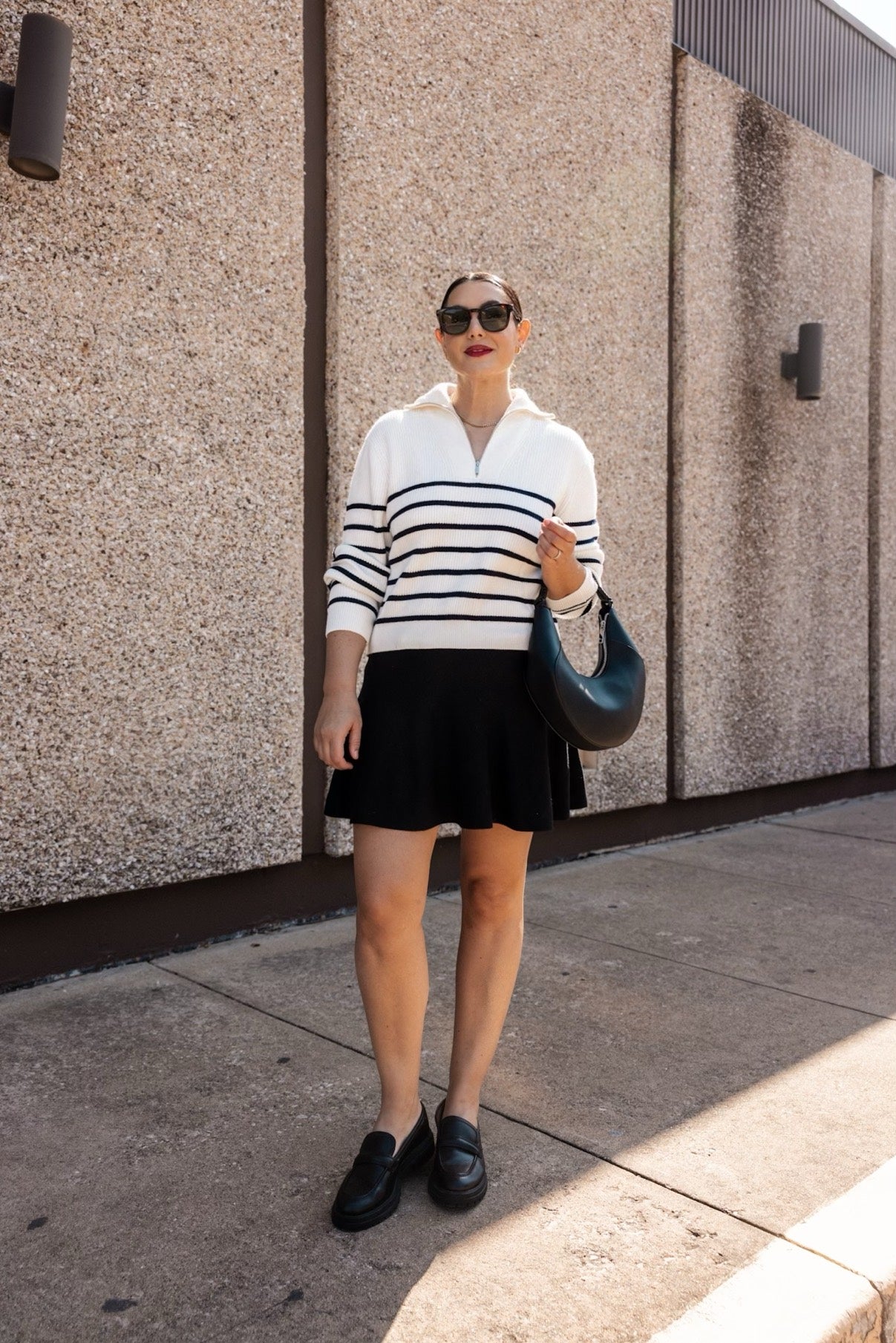 Striped sweater with zip