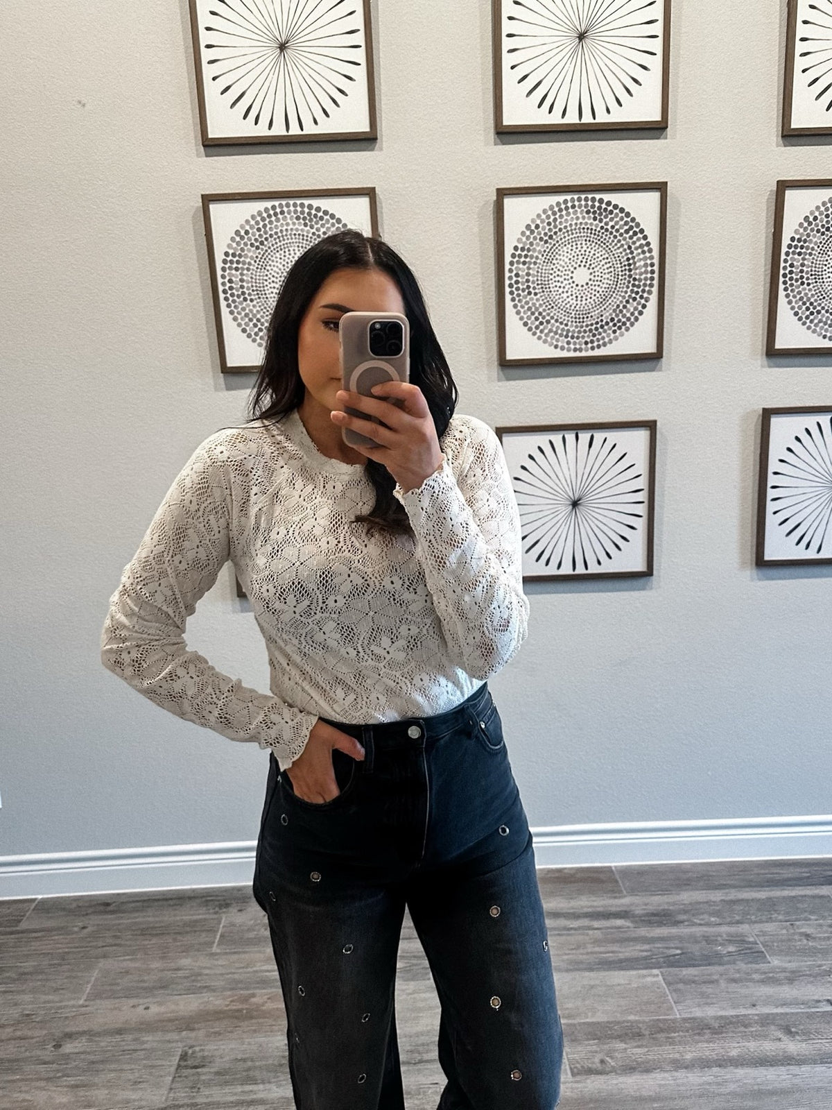 In the Meadow Semisheer Cotton Blend Lace T-Shirt