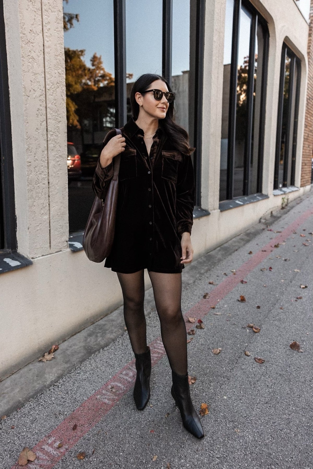 Briella Long Sleve Velour Dress