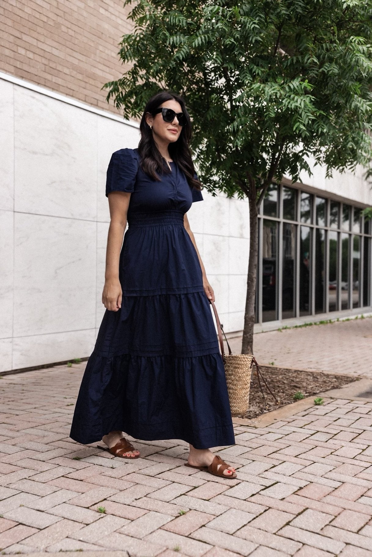 100% Organic Cotton Poplin Tiered Maxi Dress