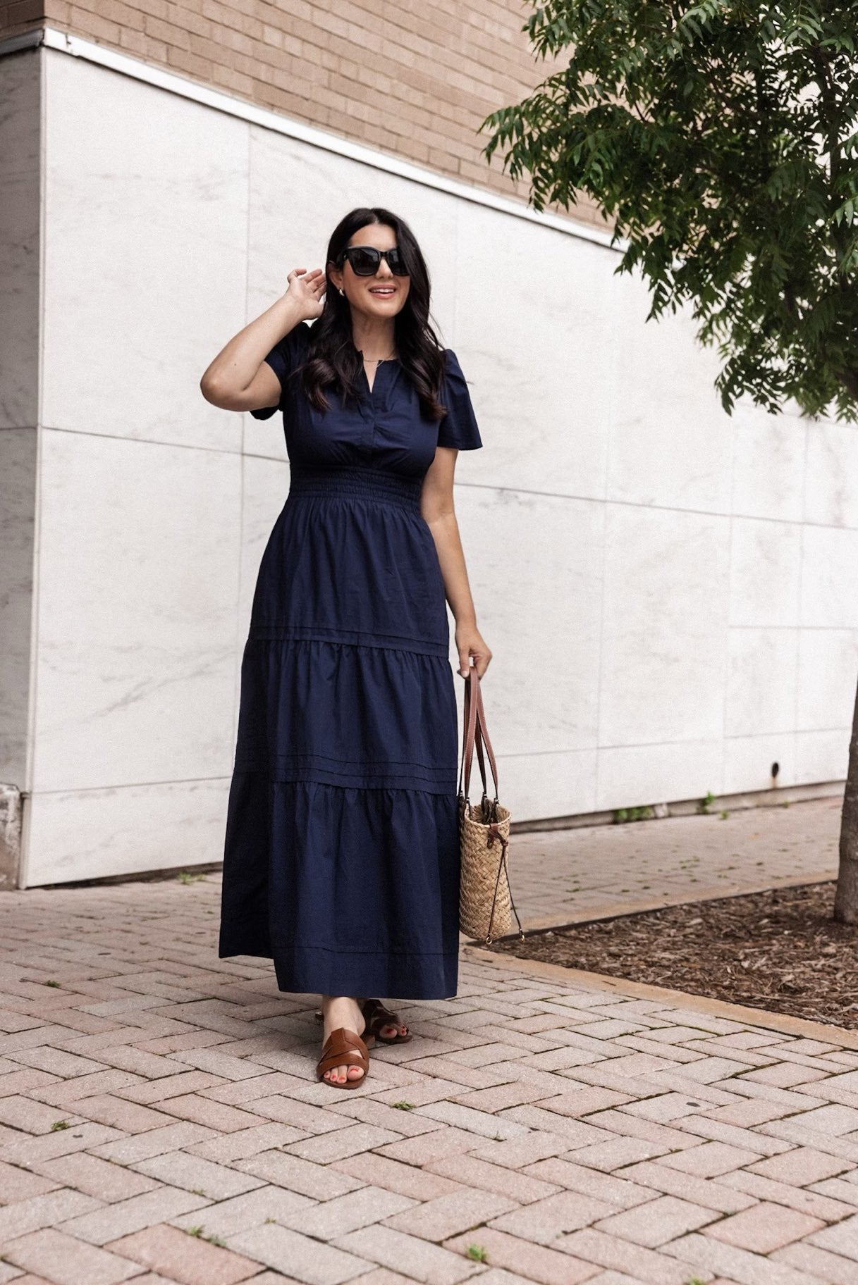 100% Organic Cotton Poplin Tiered Maxi Dress