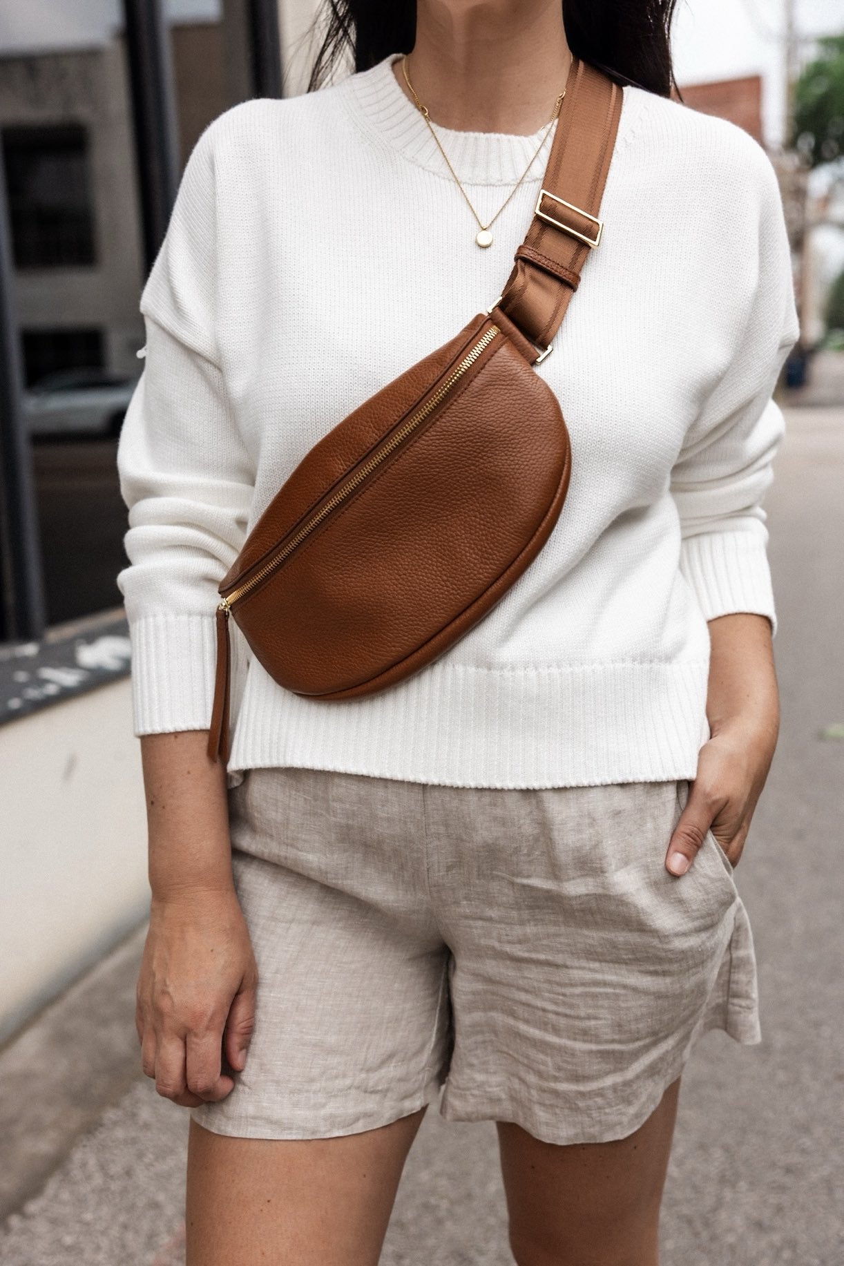 Italian Pebbled Leather Sling Bag