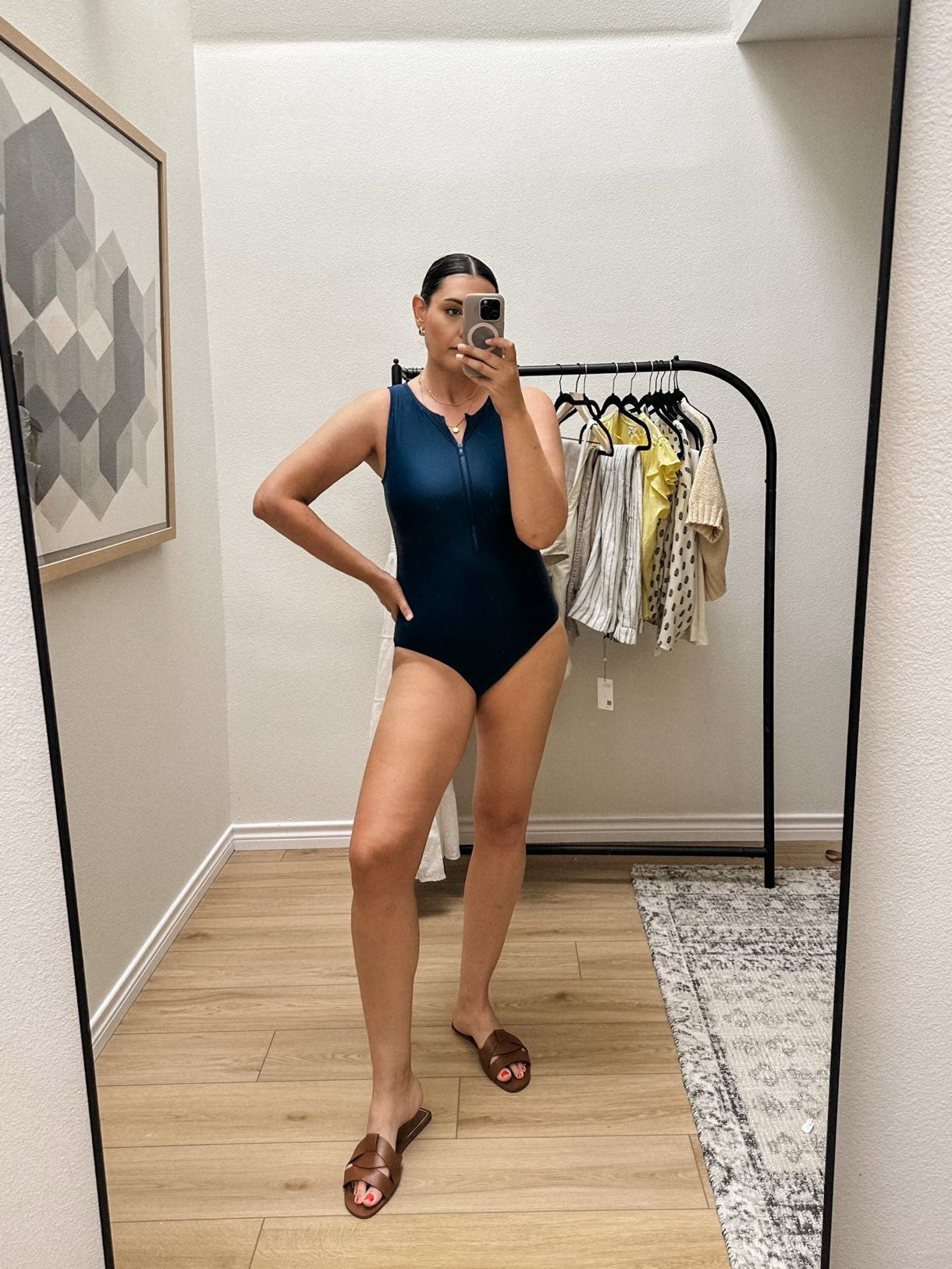 Italian Zip-Front One-Piece Swimsuit