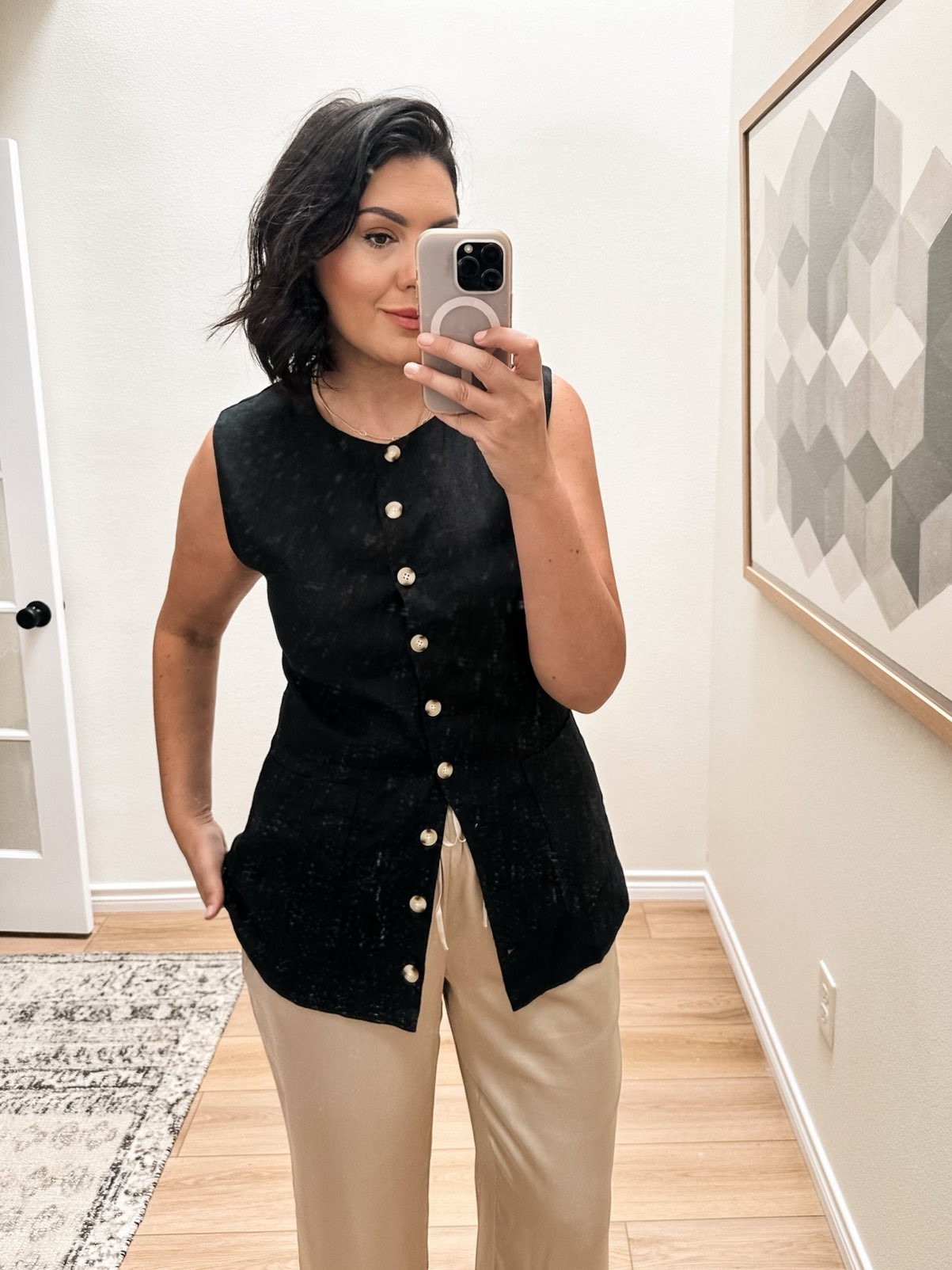 100% European Linen Longline Vest