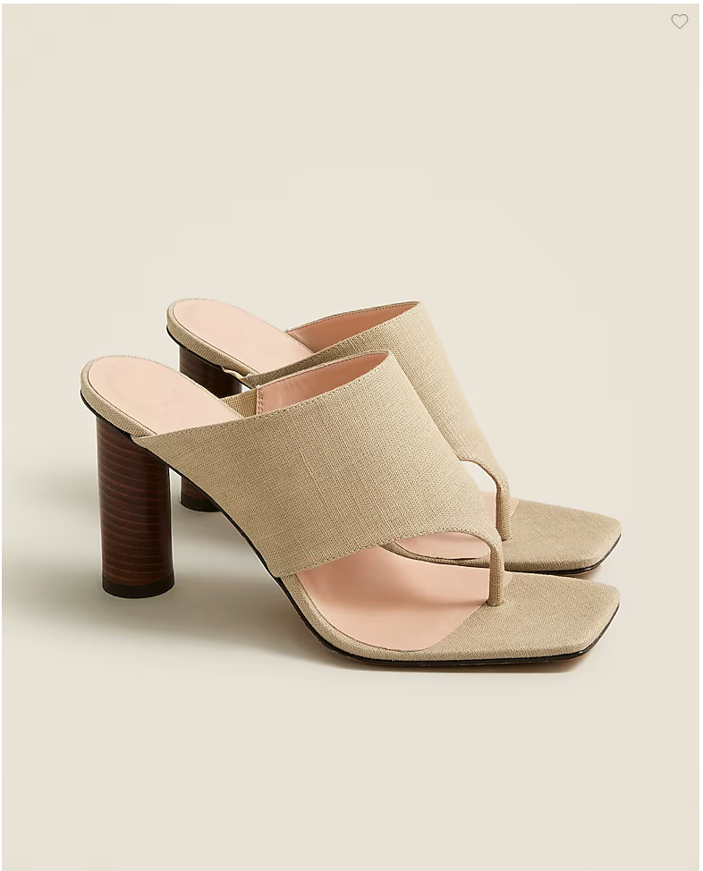 Rounded-heel thong sandals in linen