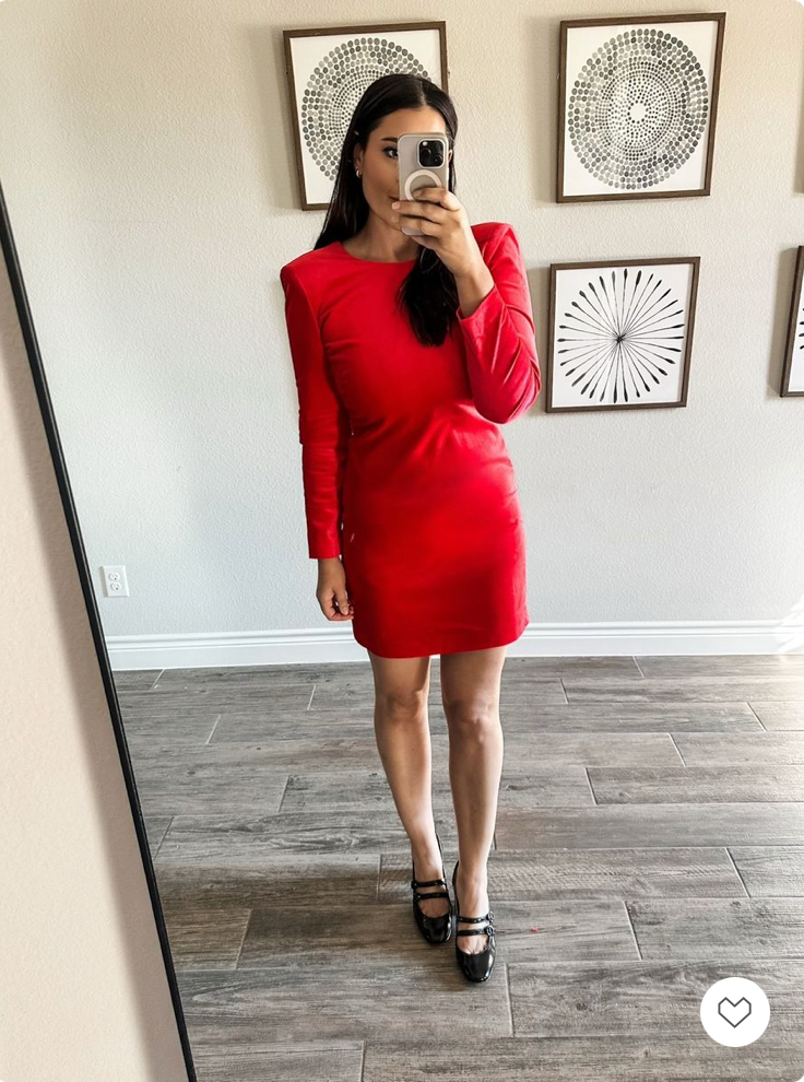 Long-sleeve shift dress in stretch velvet