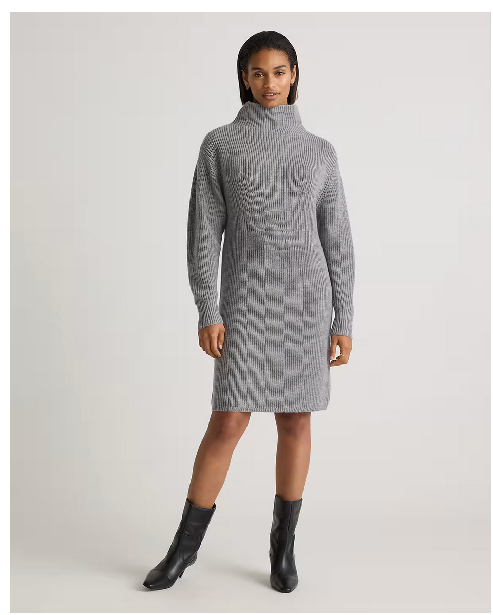 Australian Merino Wool Relaxed Turtleneck Sweater Dress