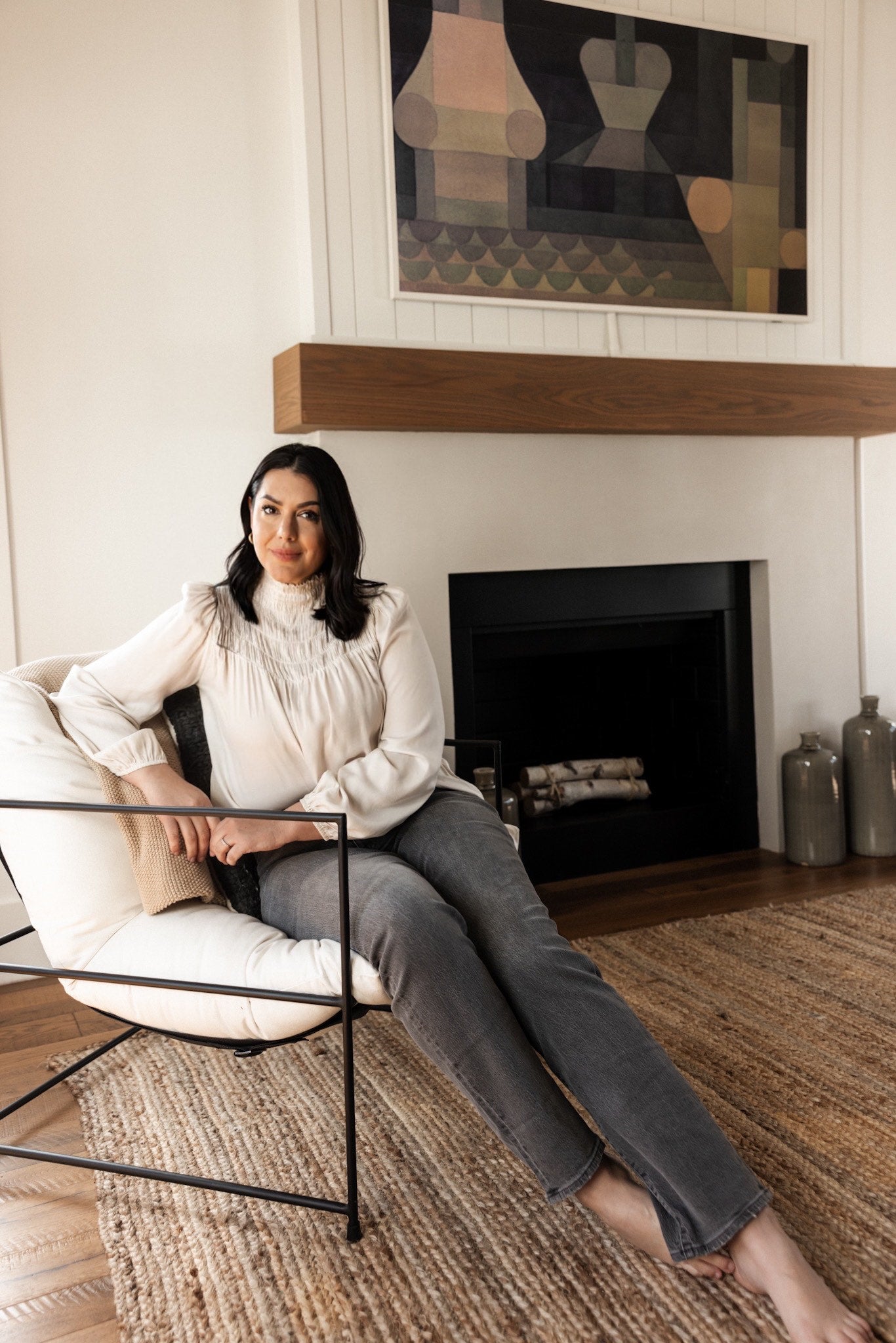 Smocked Satin Blouse