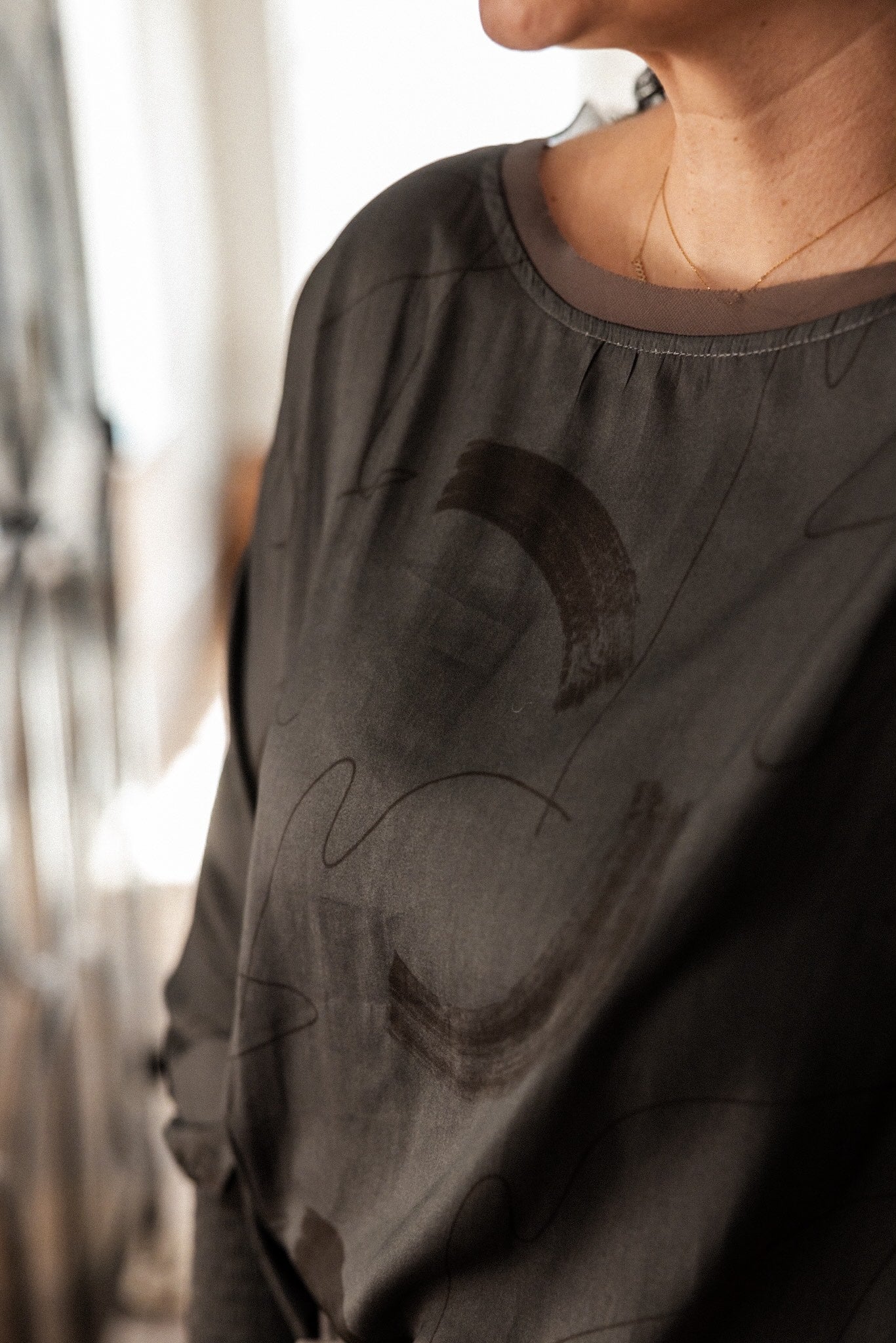 Satin Brush Print Tunic