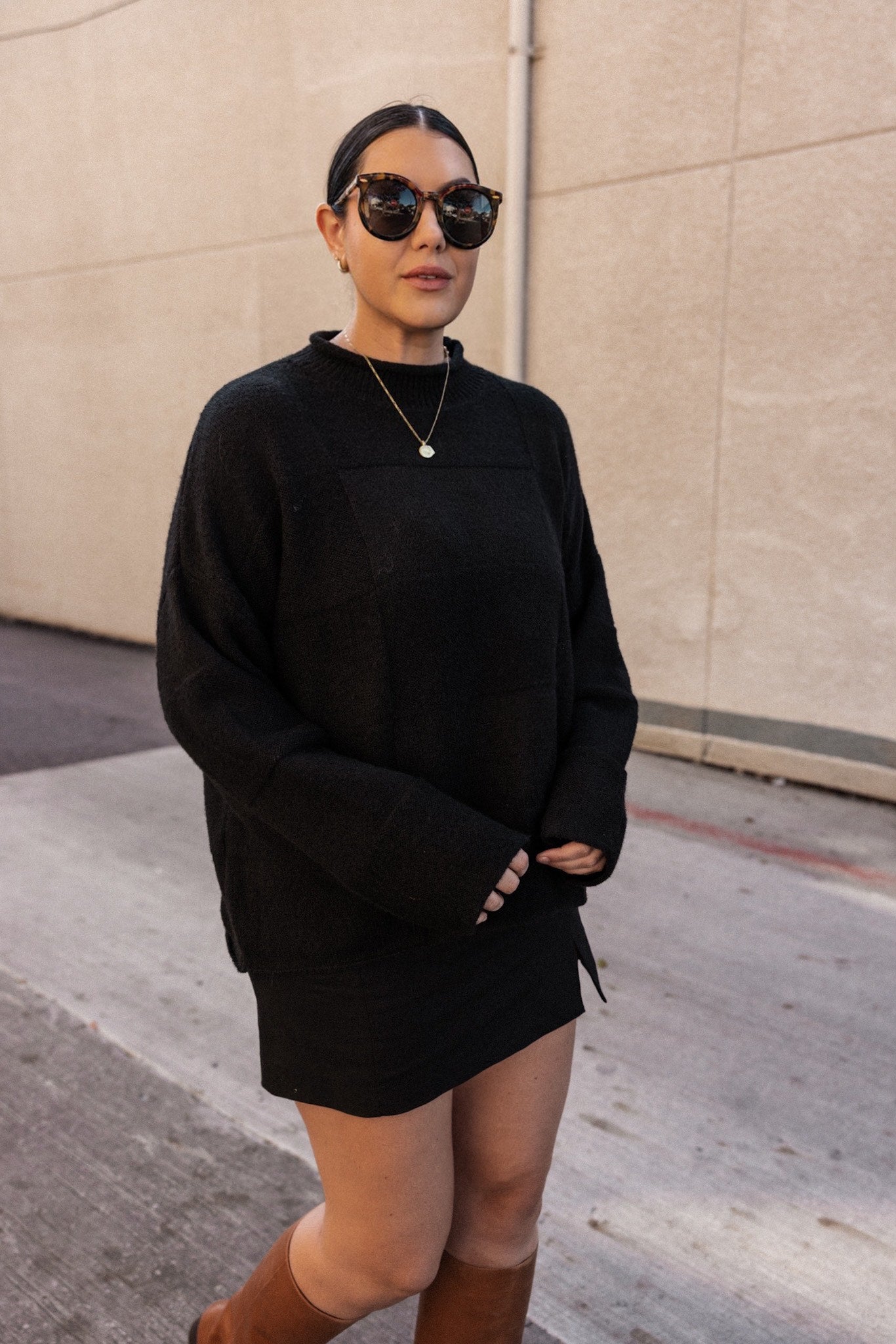 Mock Neck Patchwork Sweater