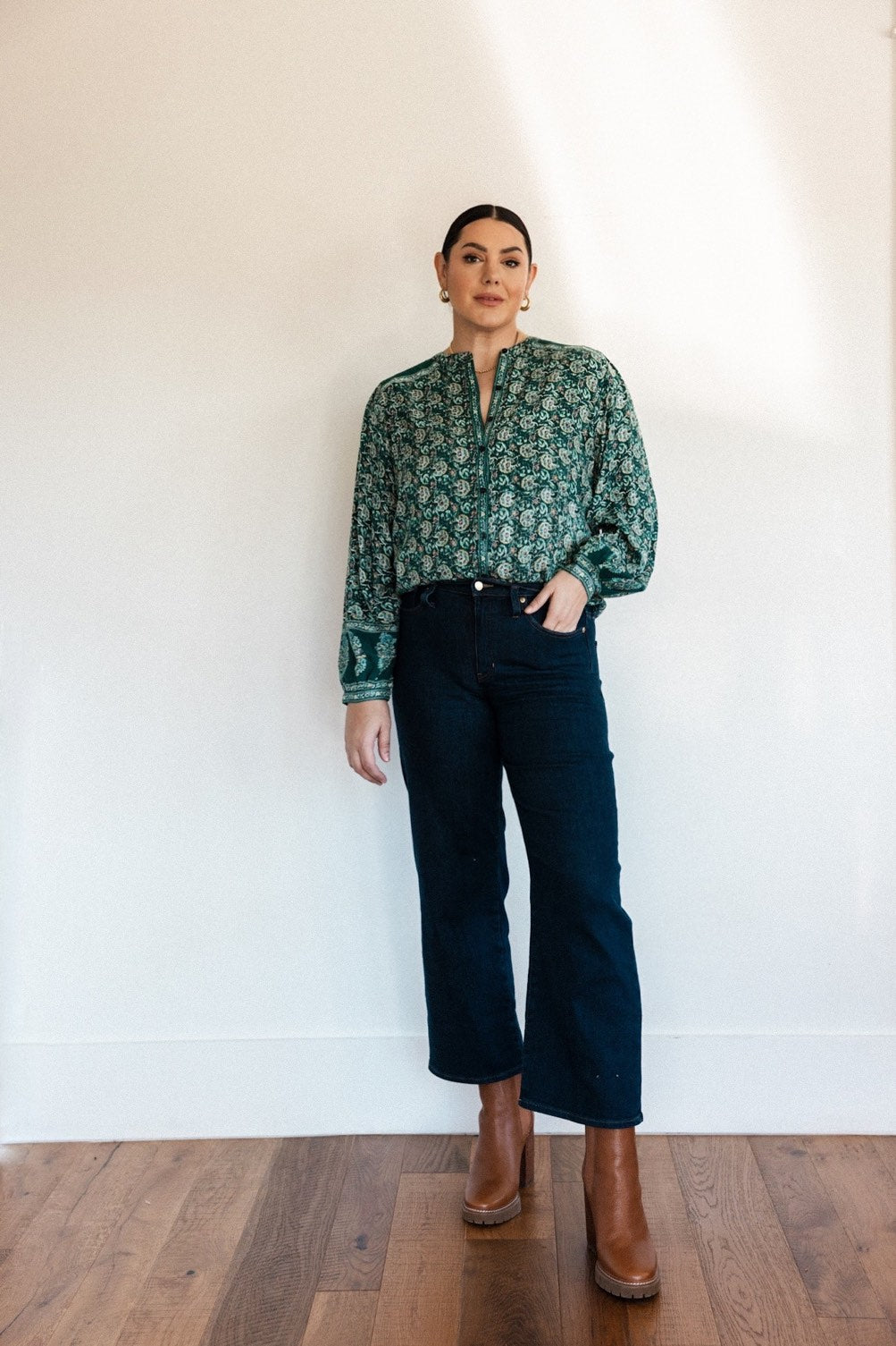 Perou Printed Blouse with Puff Sleeves