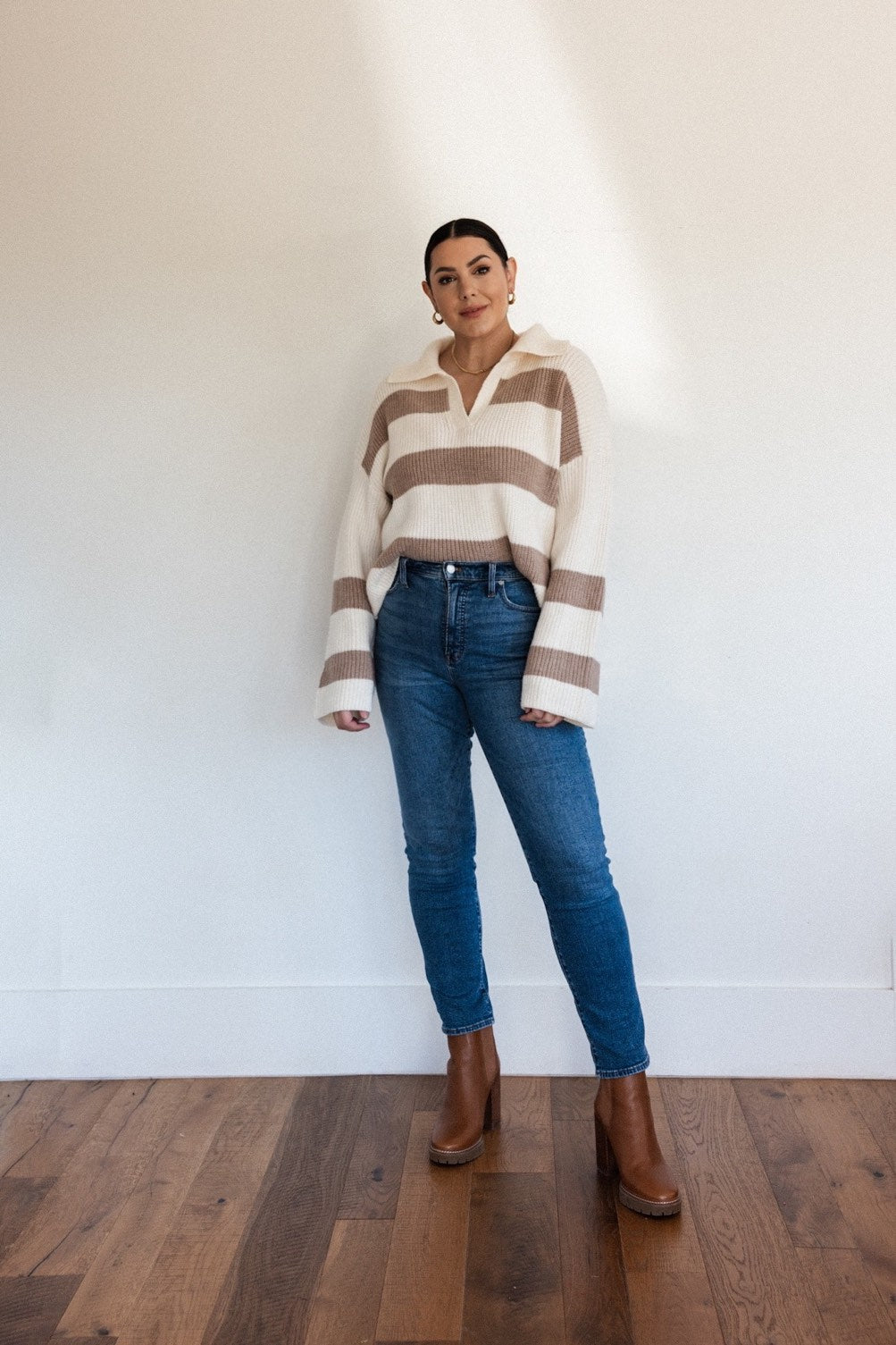 Wide Collar Sweater in Stripe