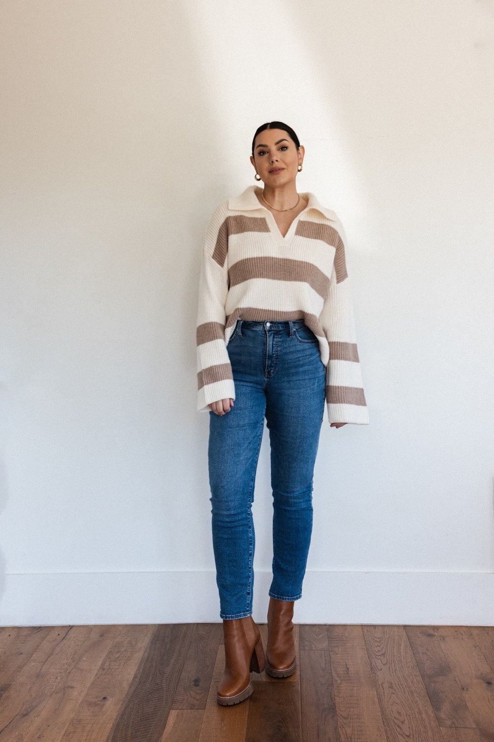 Wide Collar Sweater in Stripe