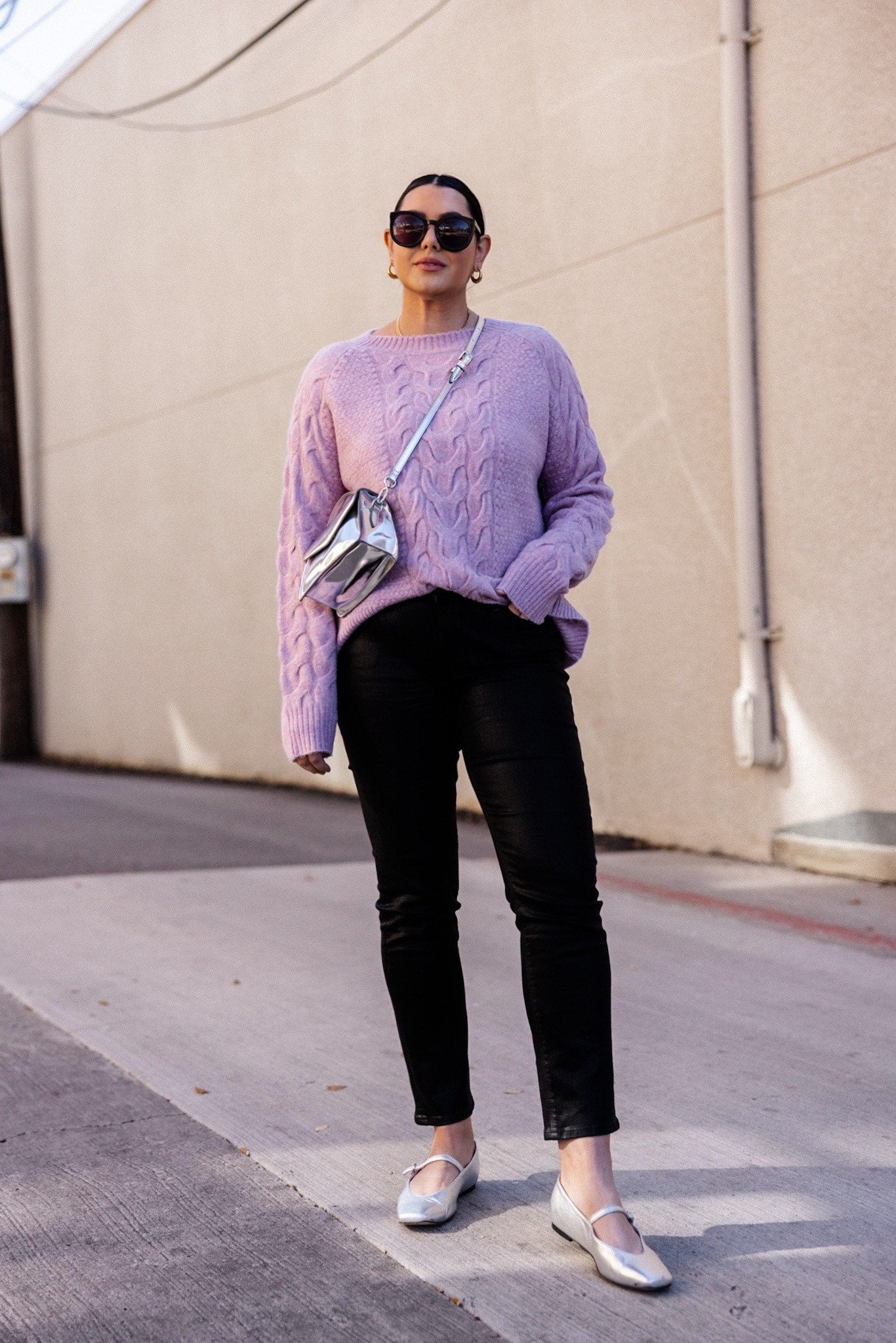 Lavender Cable Knit Sweater