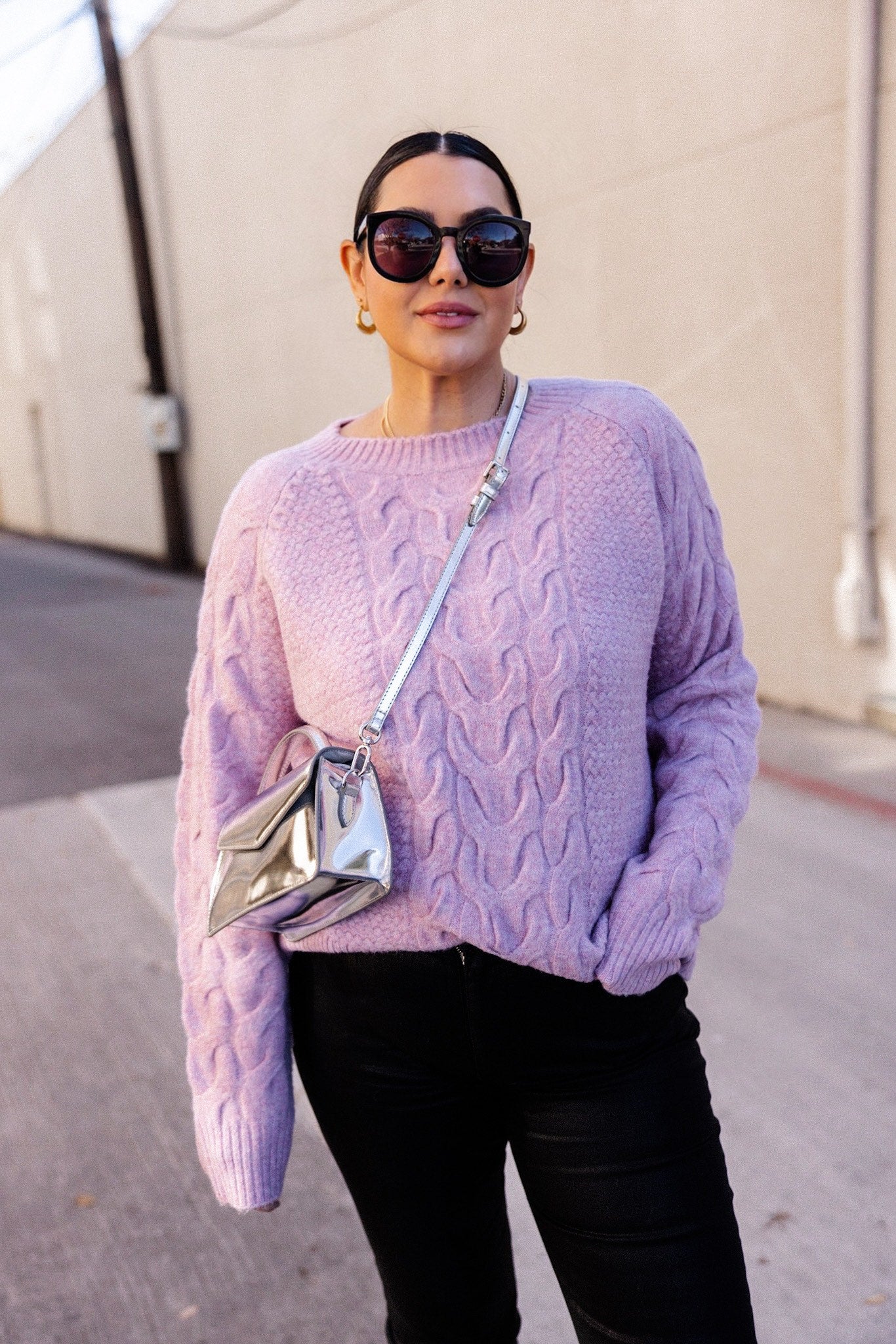 Lavender Cable Knit Sweater