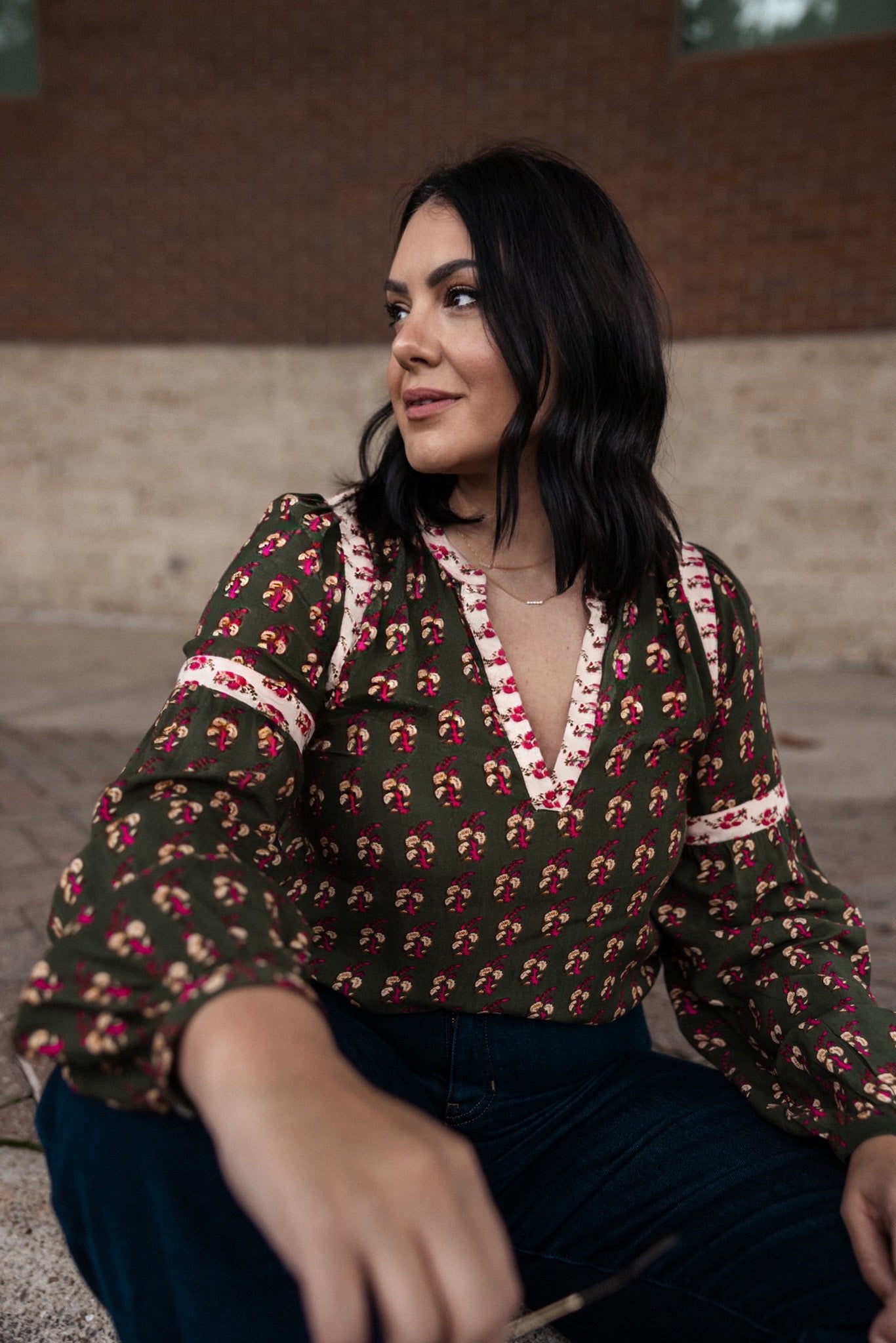 Printed Blouse with Puff Sleeves