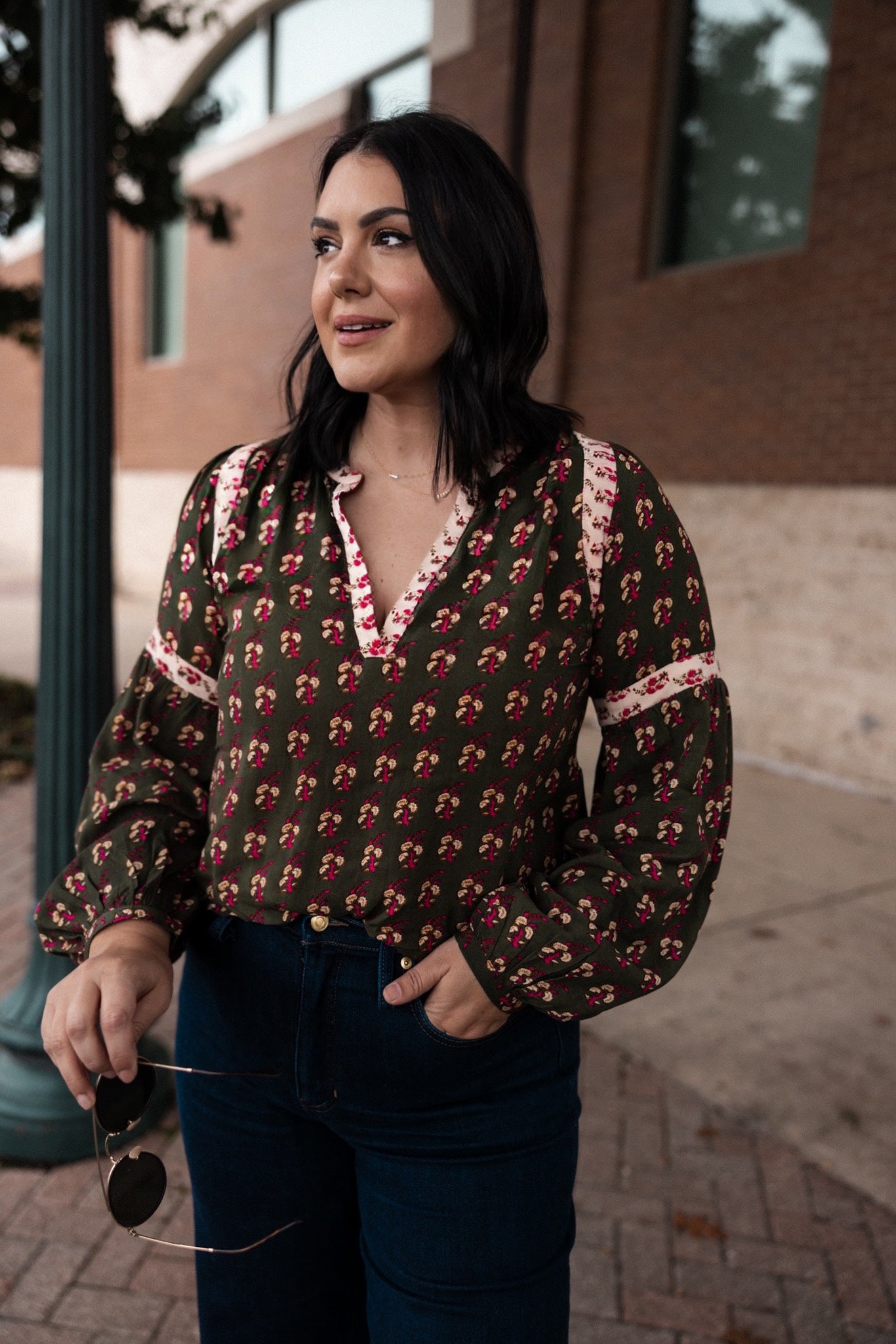 Printed Blouse with Puff Sleeves