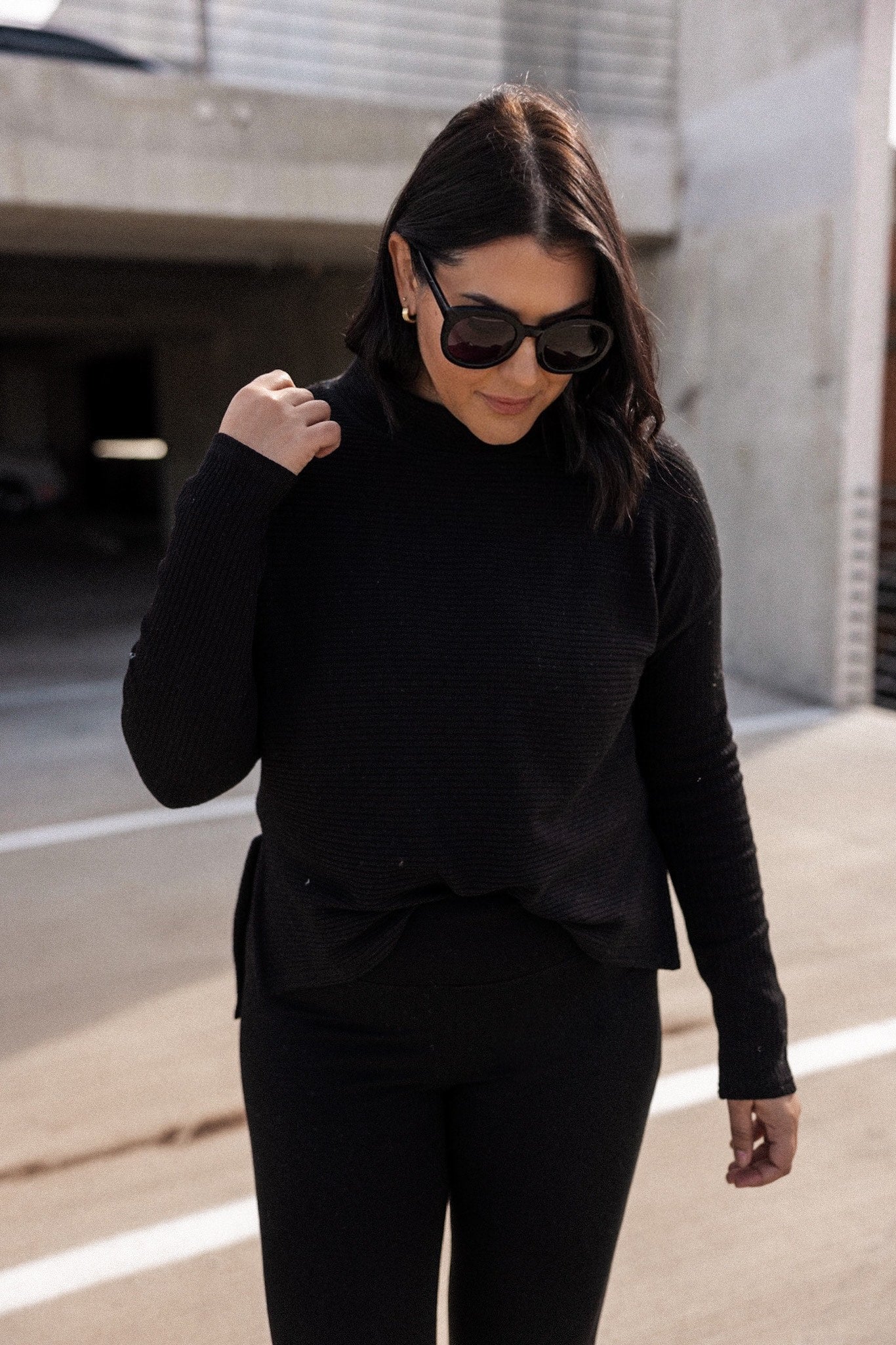 Rib Knit High Neck Top