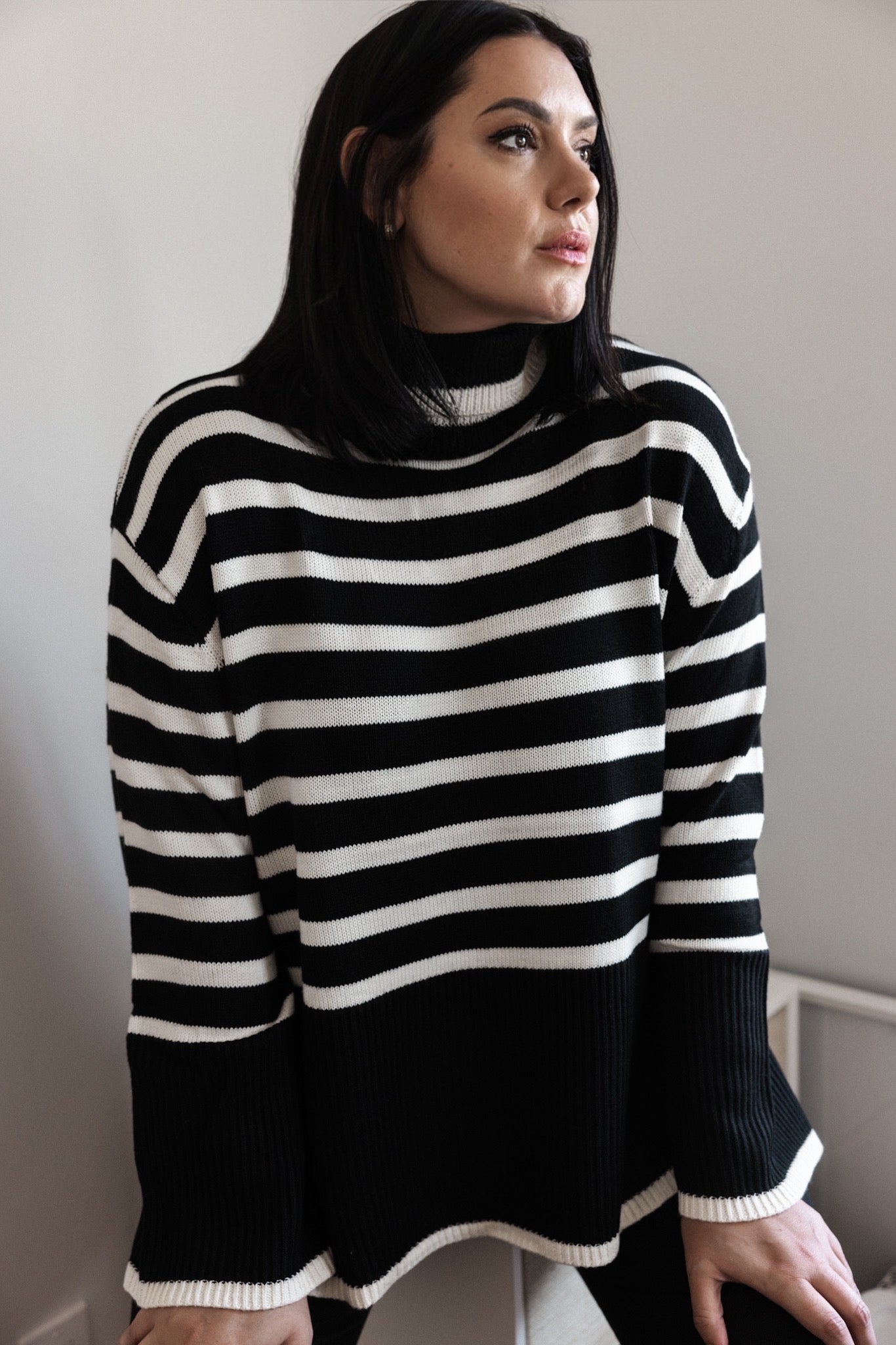 Striped Turtleneck Sweater