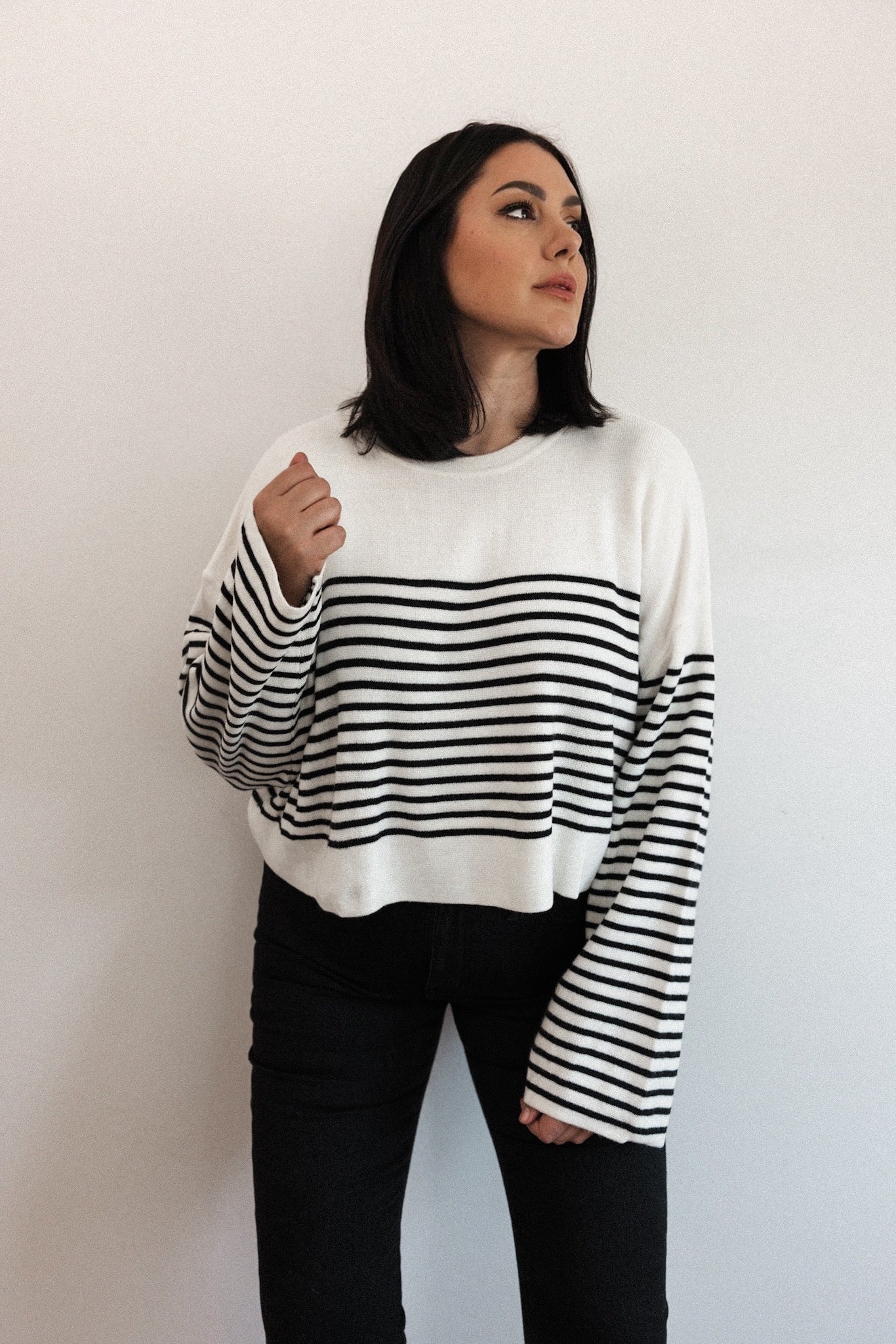 Striped Wide Sleeve Pullover