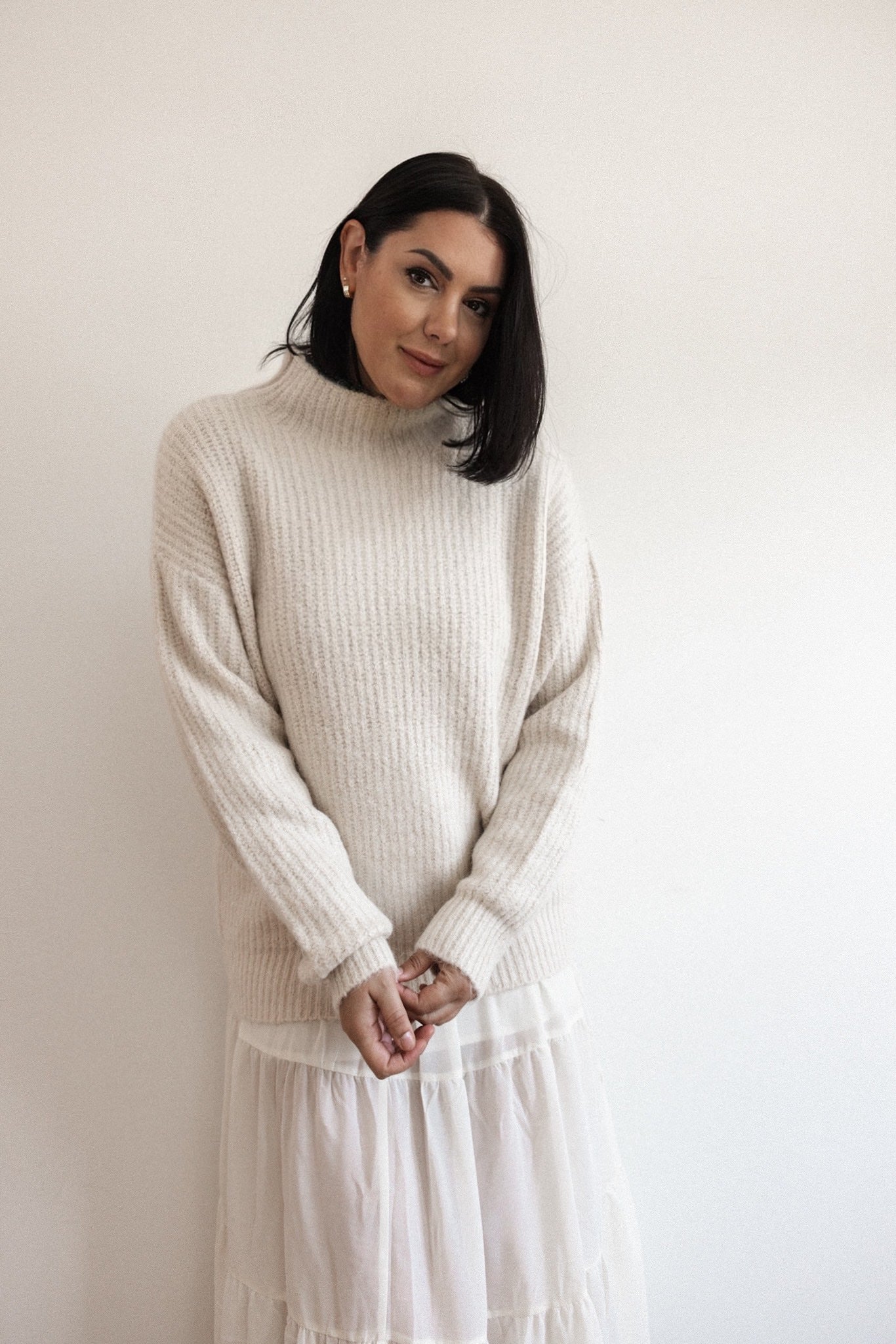 Isabel Wool Blend Mock Neck Sweater