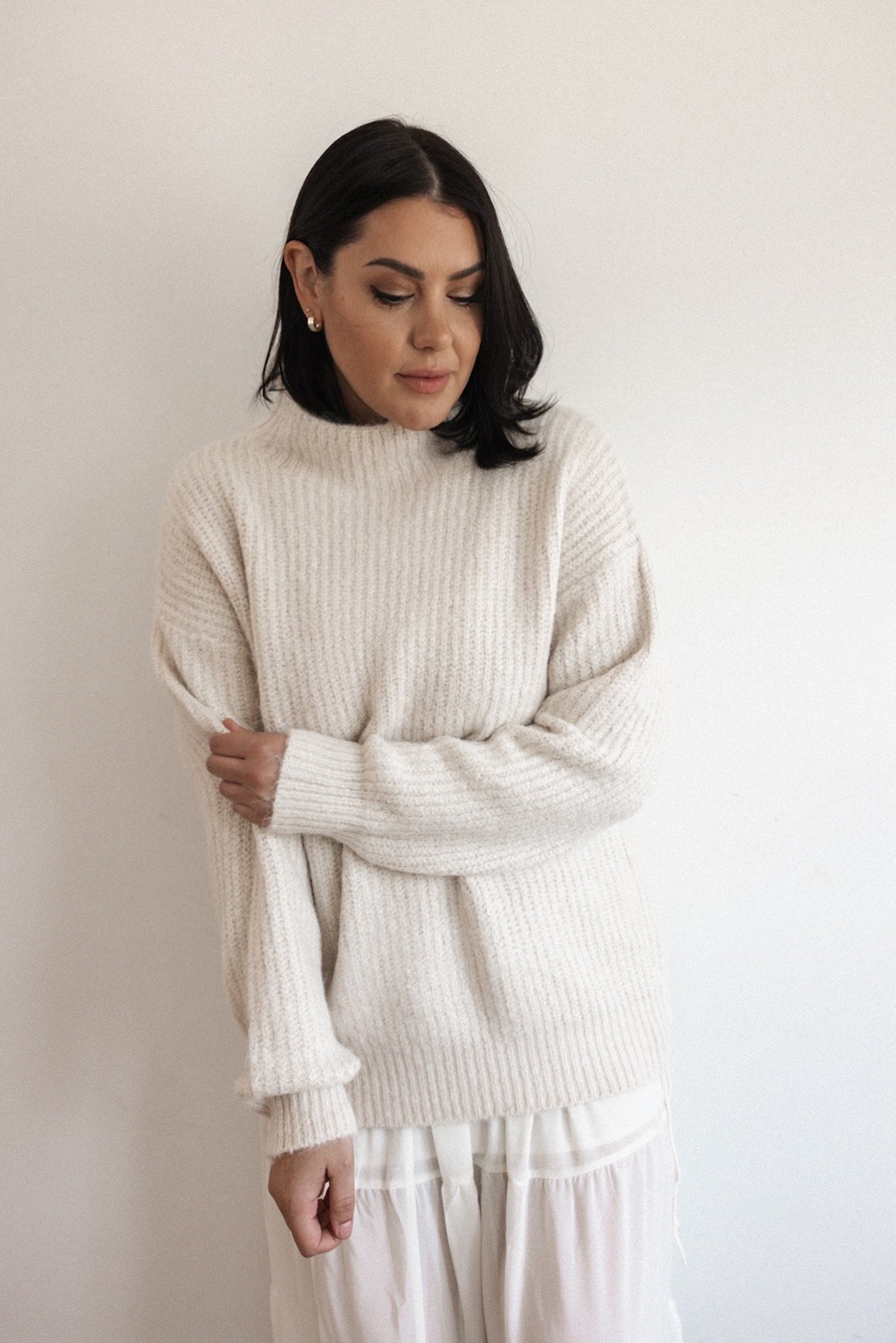 Isabel Wool Blend Mock Neck Sweater