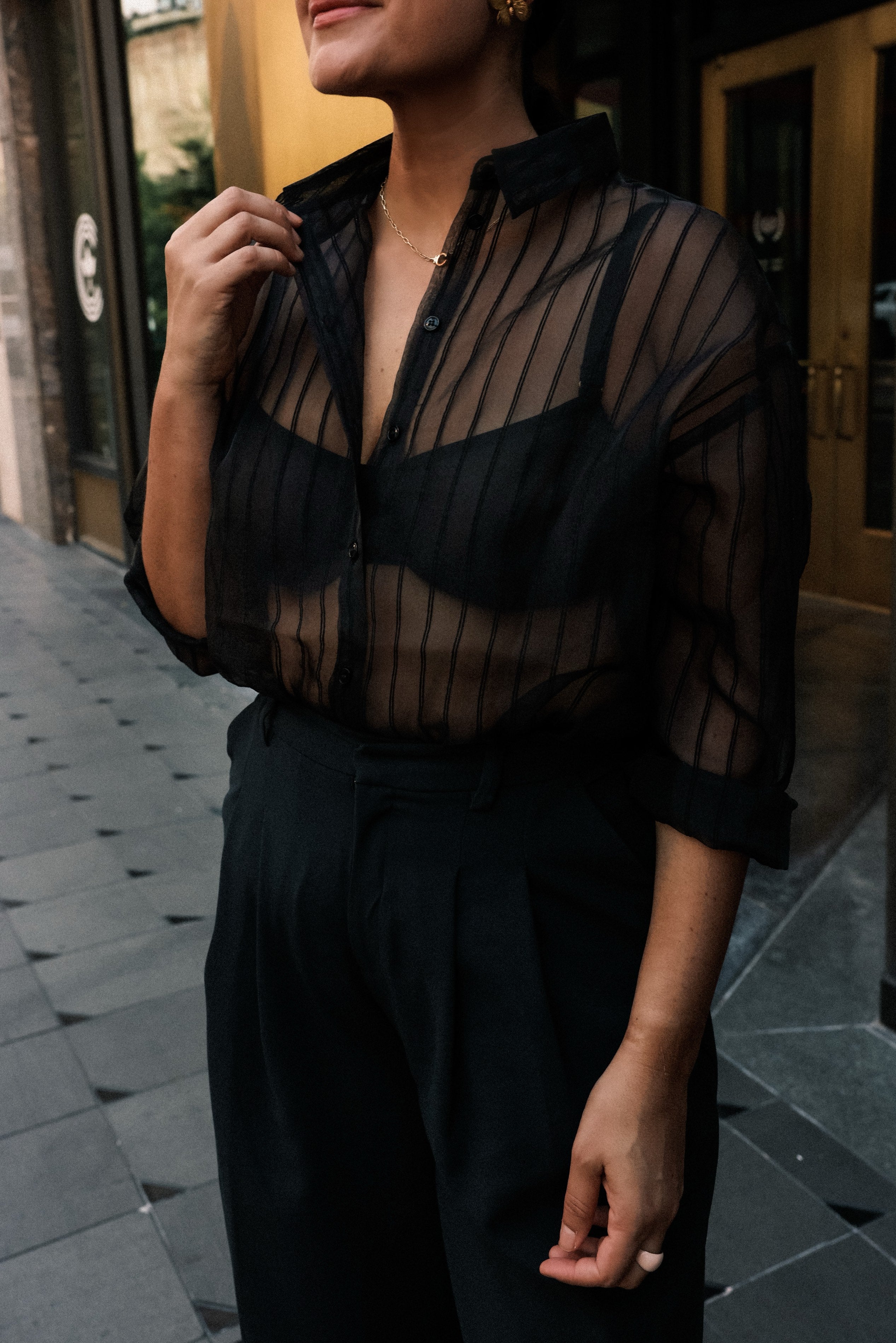 Sheer Striped Blouse