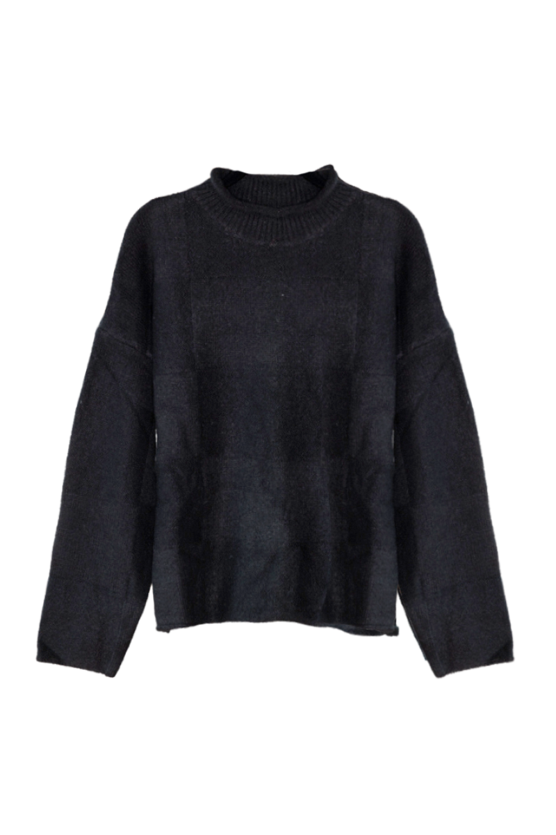 Mock Neck Patchwork Sweater