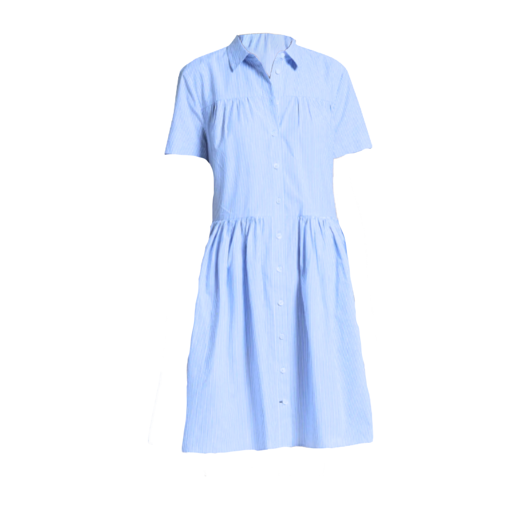 Stripe Poplin Swing Shirtdress